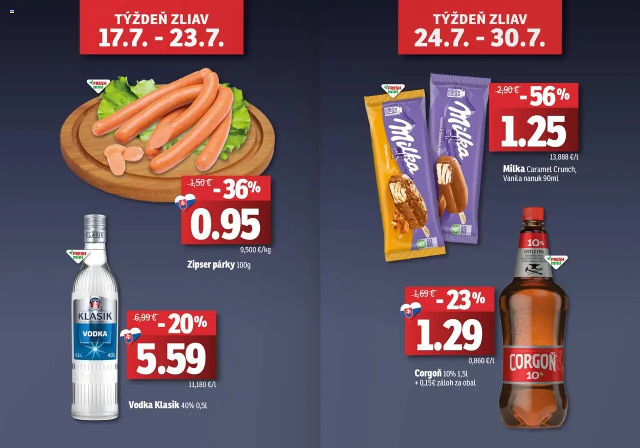 Fresh stredné a západné Slovensko │ platný od 17.07.2025 | Strana: 2 | Produkty: Pivo, Nanuk, Corgoň, Párky