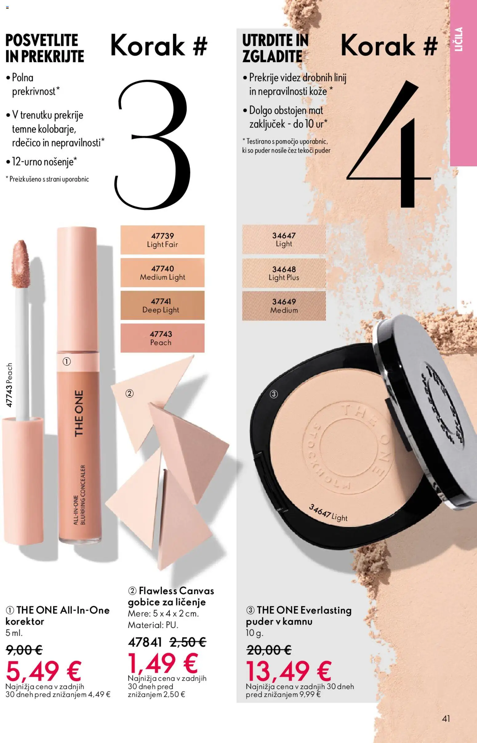Novi Oriflame katalog ponudbe – veljaven od 22.04.2026 | Stran: 41 | Izdelki: Licila, Korektor, Puder, Gobice