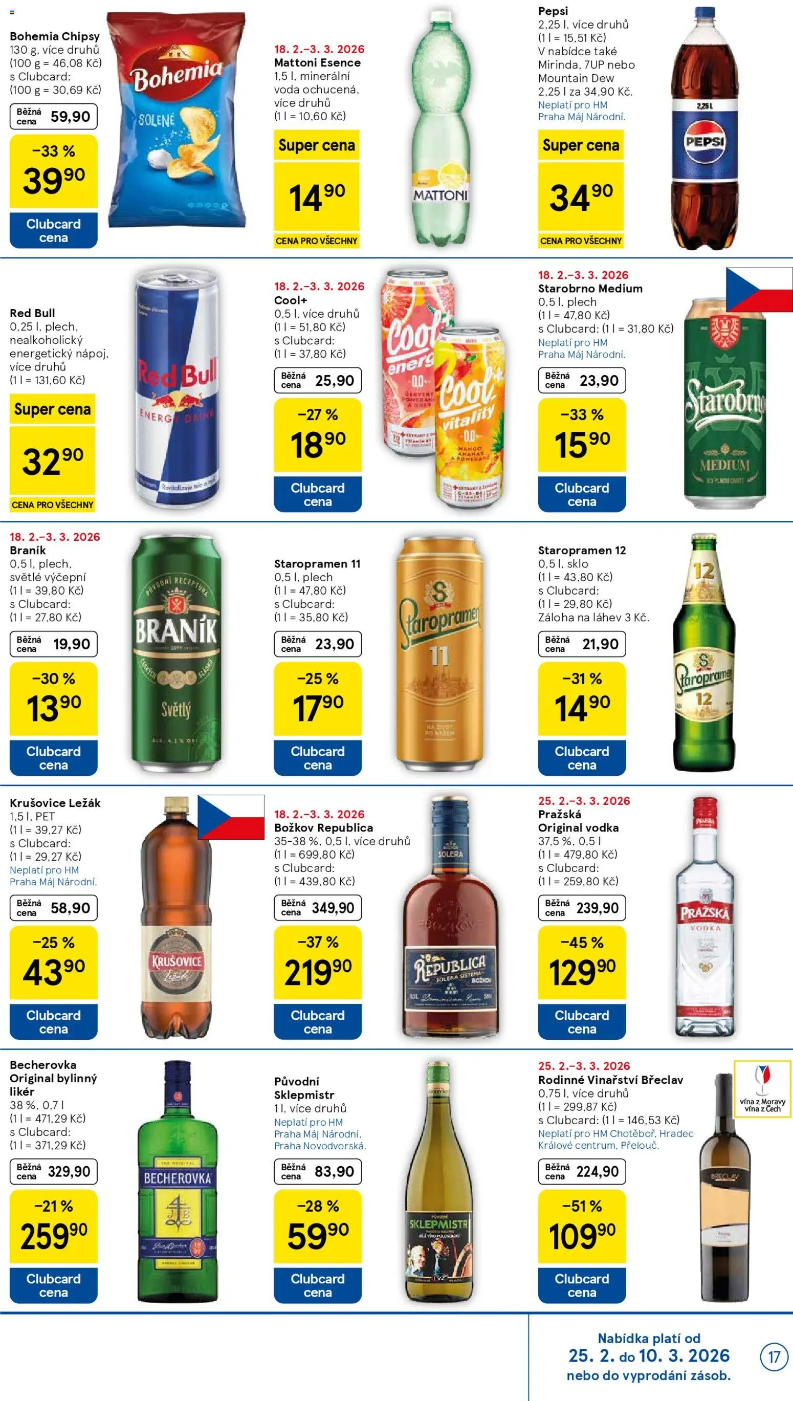 Tesco leták - Hypermarket od 25.02.2026 | Strana: 17 | Produkty: Starobrno Medium, Staropramen, Mountain Dew, Energy drink