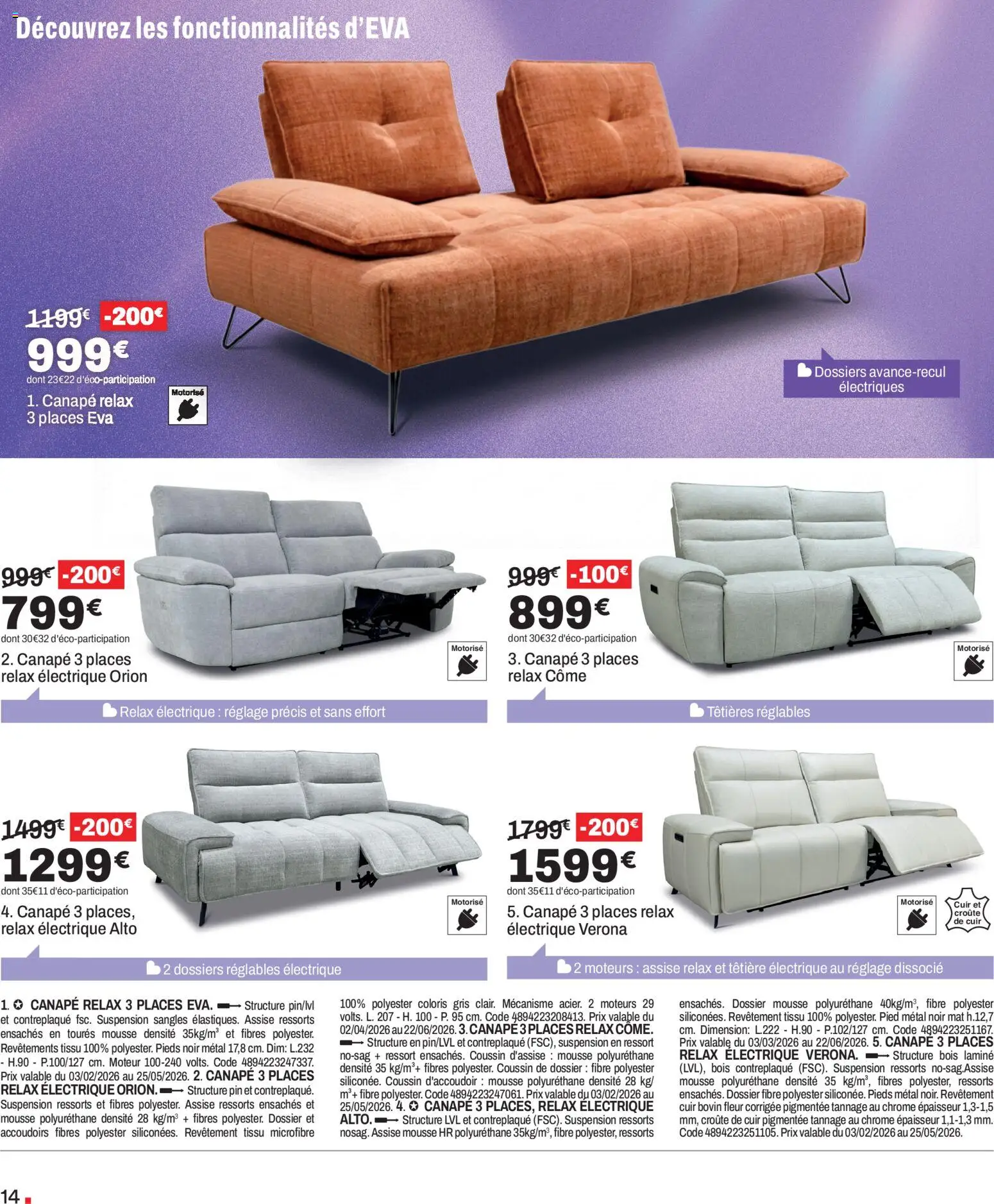 {H1} | Page: 14 | Produits: Mousse, Suspension, Canapé