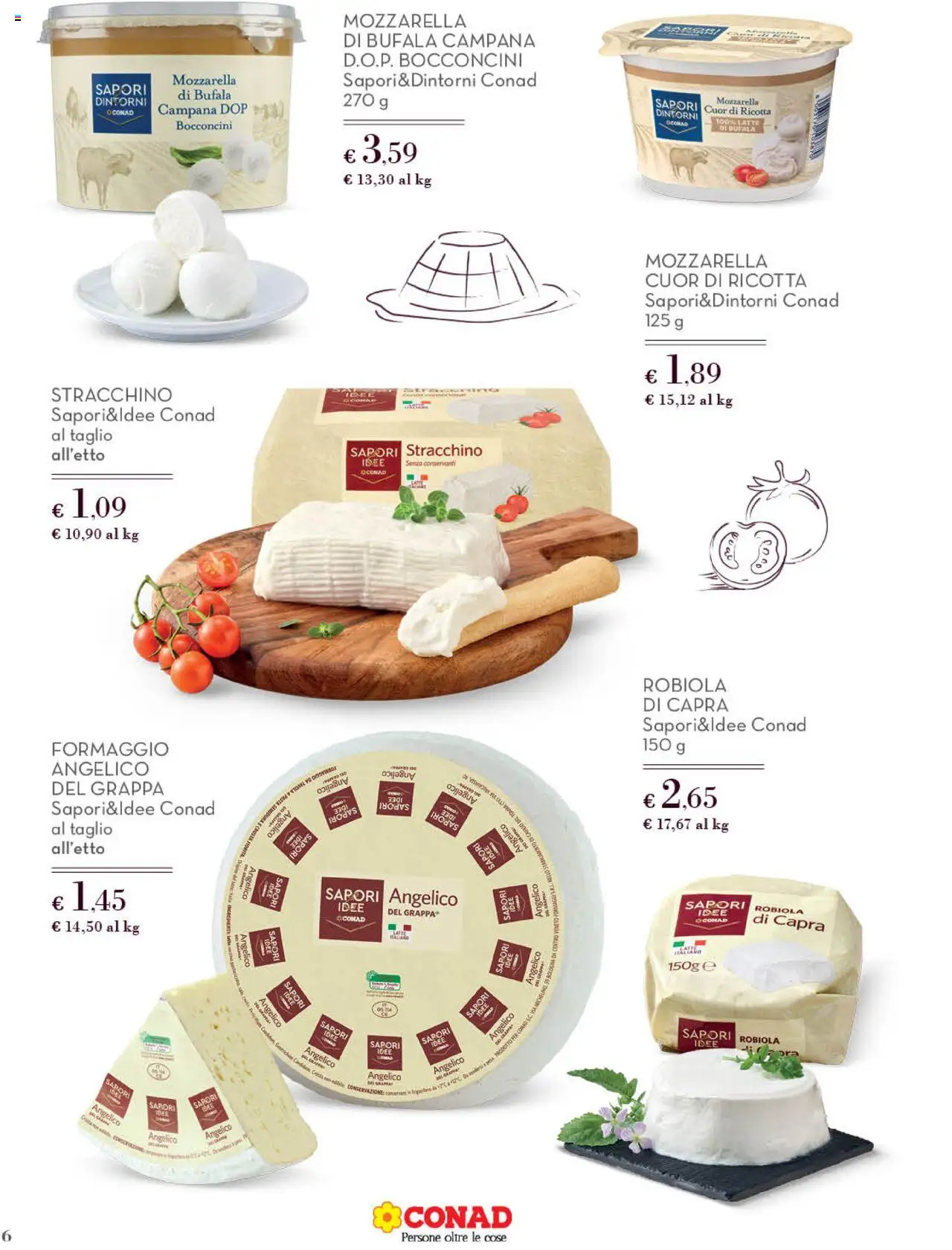 Volantino Conad del 10.09.2025 | Pagina: 6 | Prodotti: Mozzarella, Ricotta, Cactus, Robiola