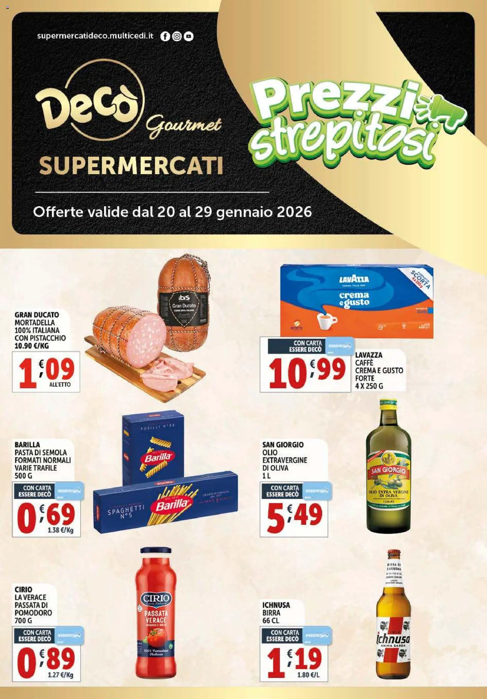 Volantino Decò del 20.01.2026 | Pagina: 1 | Prodotti: Birra, Olio, Olio extra vergine, Lavazza