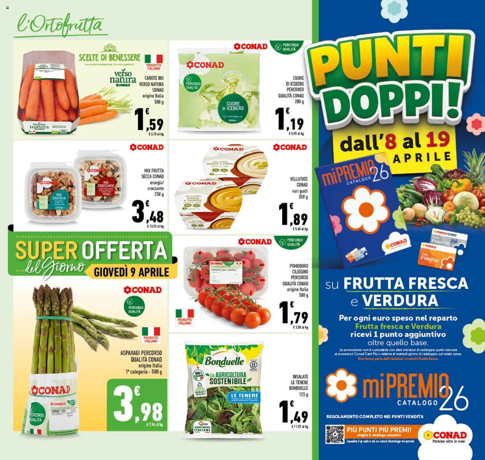 Volantino Conad del 08.04.2026 | Pagina: 11 | Prodotti: Frutta, Pomodoro, Carote, Asparagi