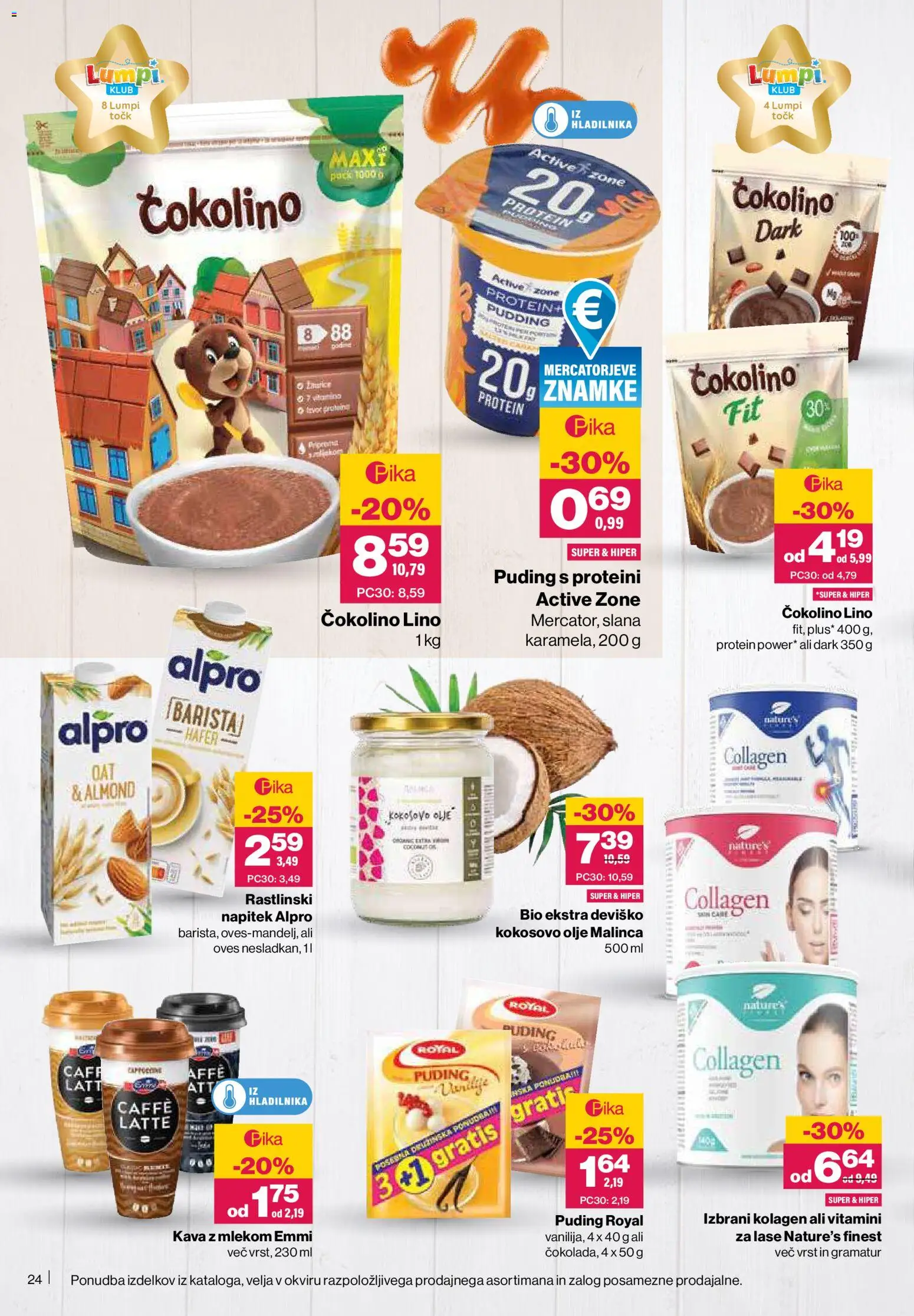 Novi Mercator katalog ponudbe – veljaven od 09.04.2026 | Stran: 24 | Izdelki: Puding, Čokolino, Olje, Kava