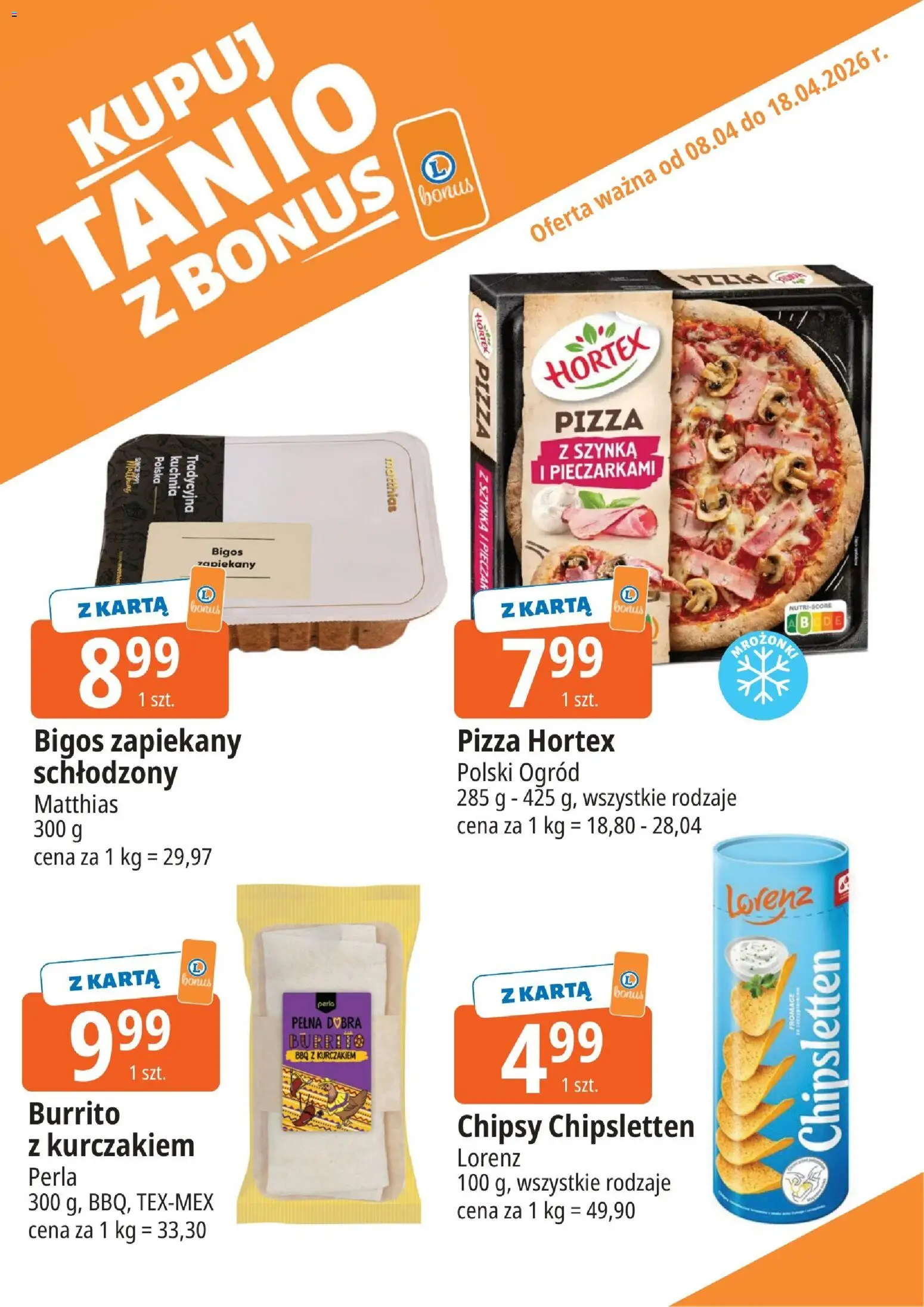 E.Leclerc gazetka - Zamość kupony dodatkowe od 08.04.2026 | Strona: 9 | Produkty: Karta, Chipsy, Szynka, Pizza