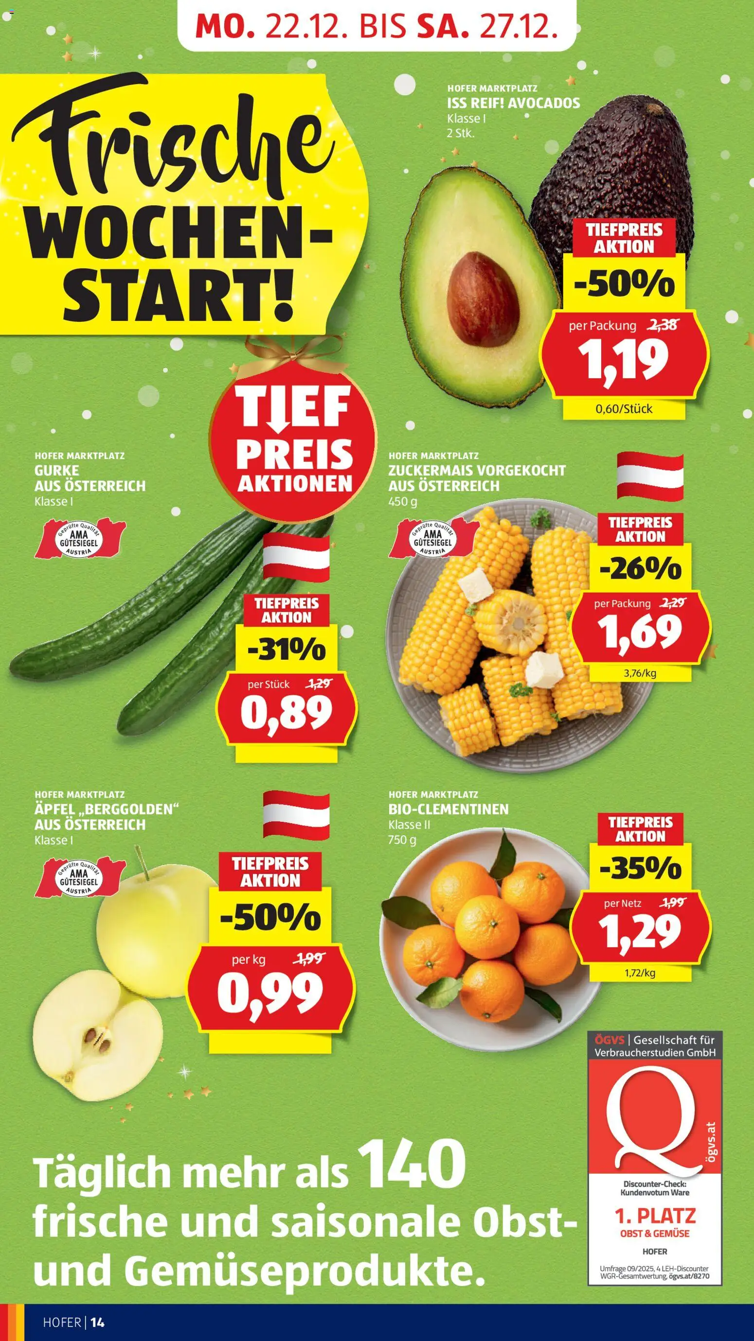 Hofer Flugblatt gültig ab 19.12.2025 | Seite: 20 | Produkte: Gemüse, Obst, Äpfel
