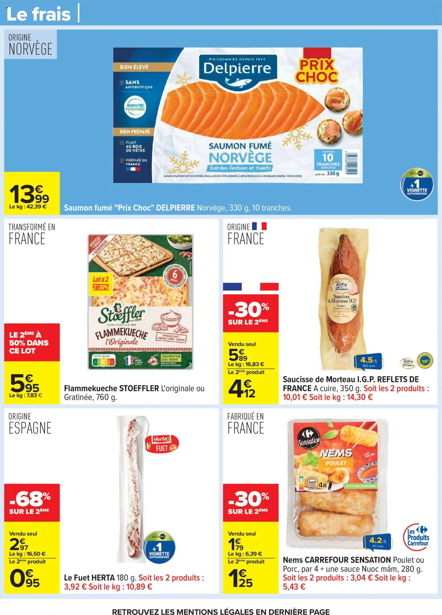 {H1} | Page: 34 | Produits: Lardons, Fromage, Saucisse, Saumon