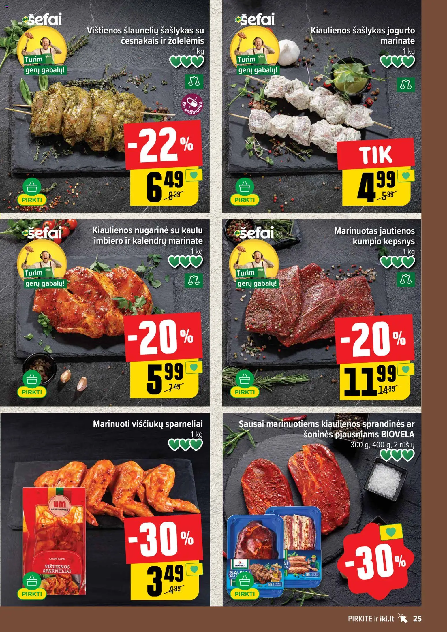 IKI akcijos nuo 20.04.2026 | Puslapis: 25 | Prekių: Vištienos, Kiaulienos, Jautienos