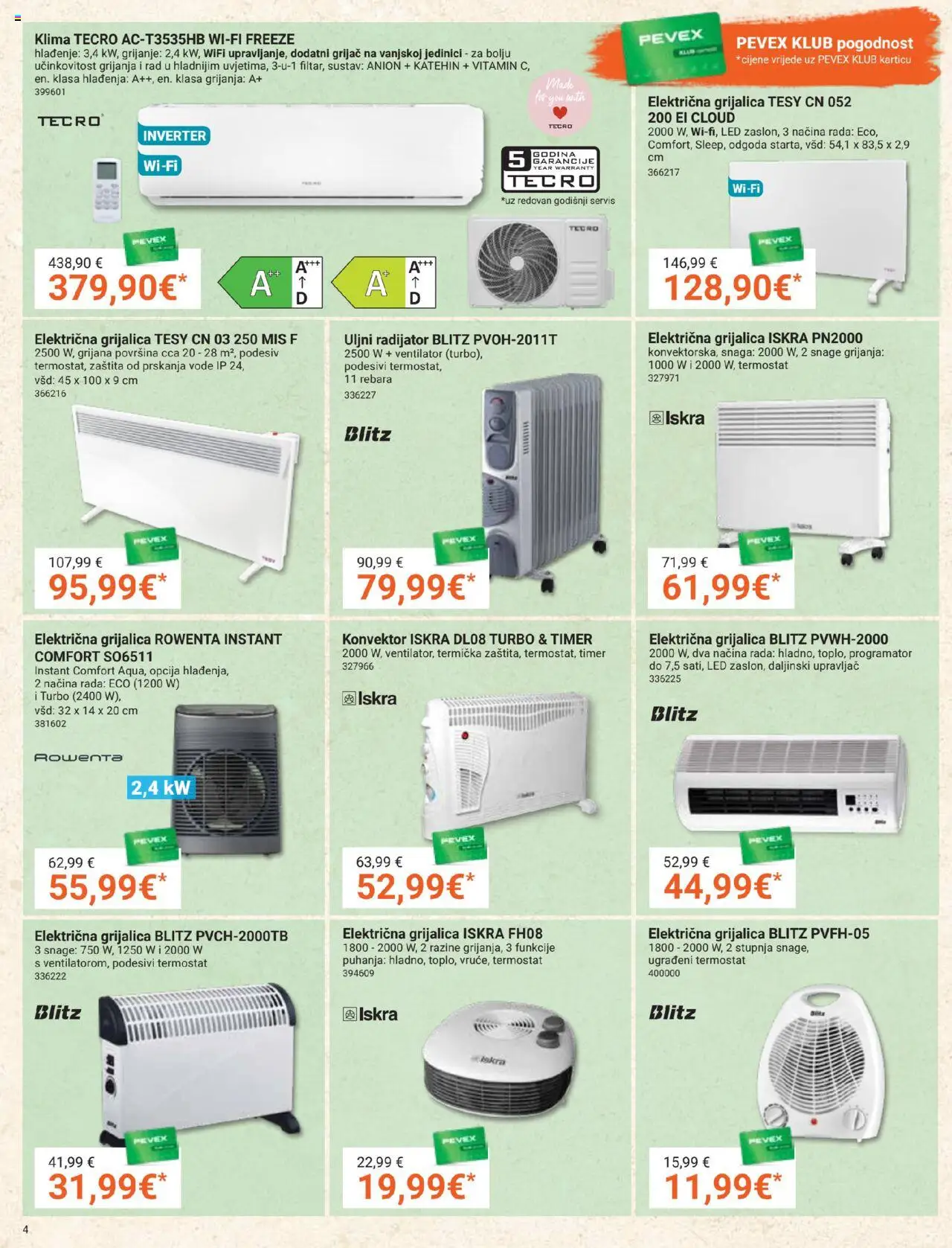 Pevex katalog | vrijedi od 28.08.2025 | Stranica: 4 | Proizvodi: Radijator, Klima, Termostat, Miš