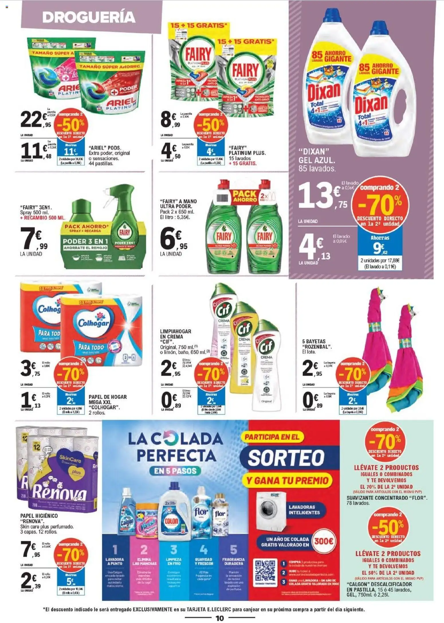 E.Leclerc folleto │ válido desde el 14.01.2026 | Página: 10 | Productos: Crema, Té, Suavizante, Lavadora