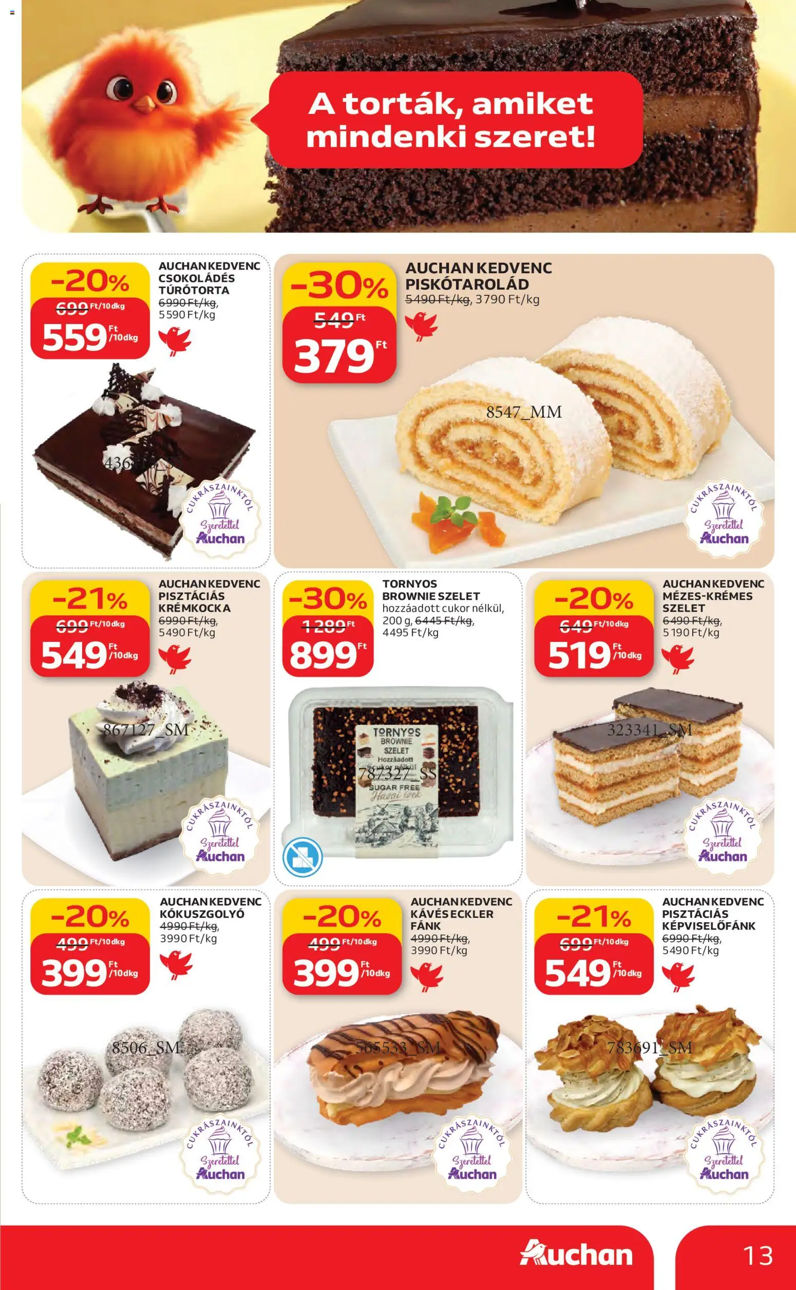 Auchan akciós ujság - amely érvényes a következő dátumtól: 12.02.2026 | Oldal: 13 | Termékek: Fánk, Brownie, Cukor