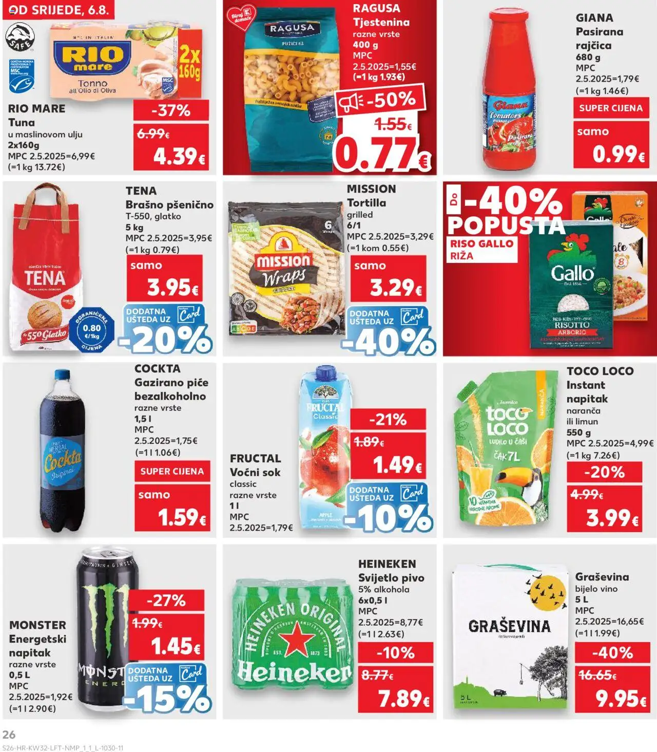 Kaufland katalog | vrijedi od 06.08.2025 | Stranica: 26 | Proizvodi: Pasirana rajčica, Vino, Pasta, Tuna