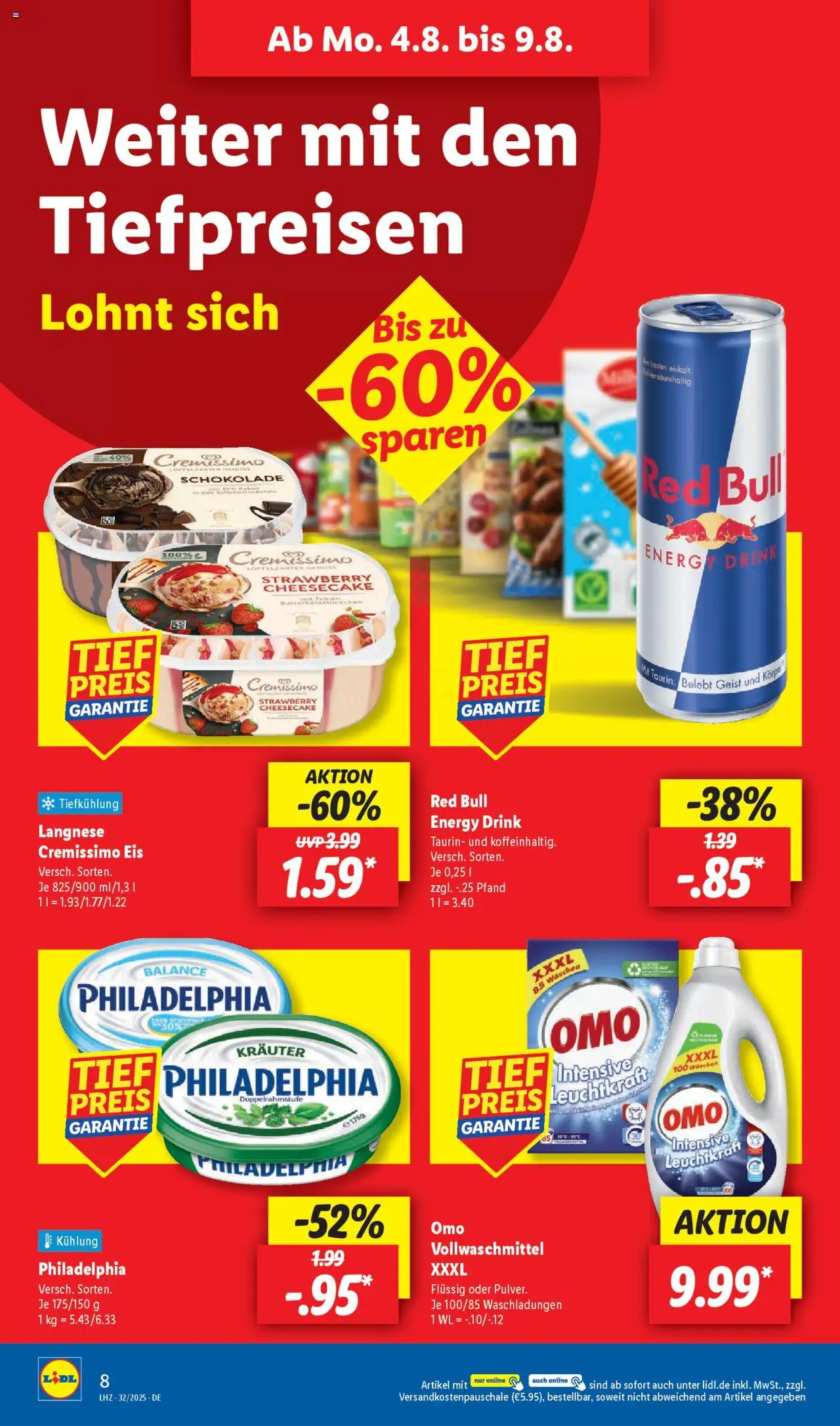 Lidl Prospekt Solingen - gültig ab dem 04.08.2025 | Seite: 14 | Produkte: Langnese, Cremissimo, Schokolade, Philadelphia