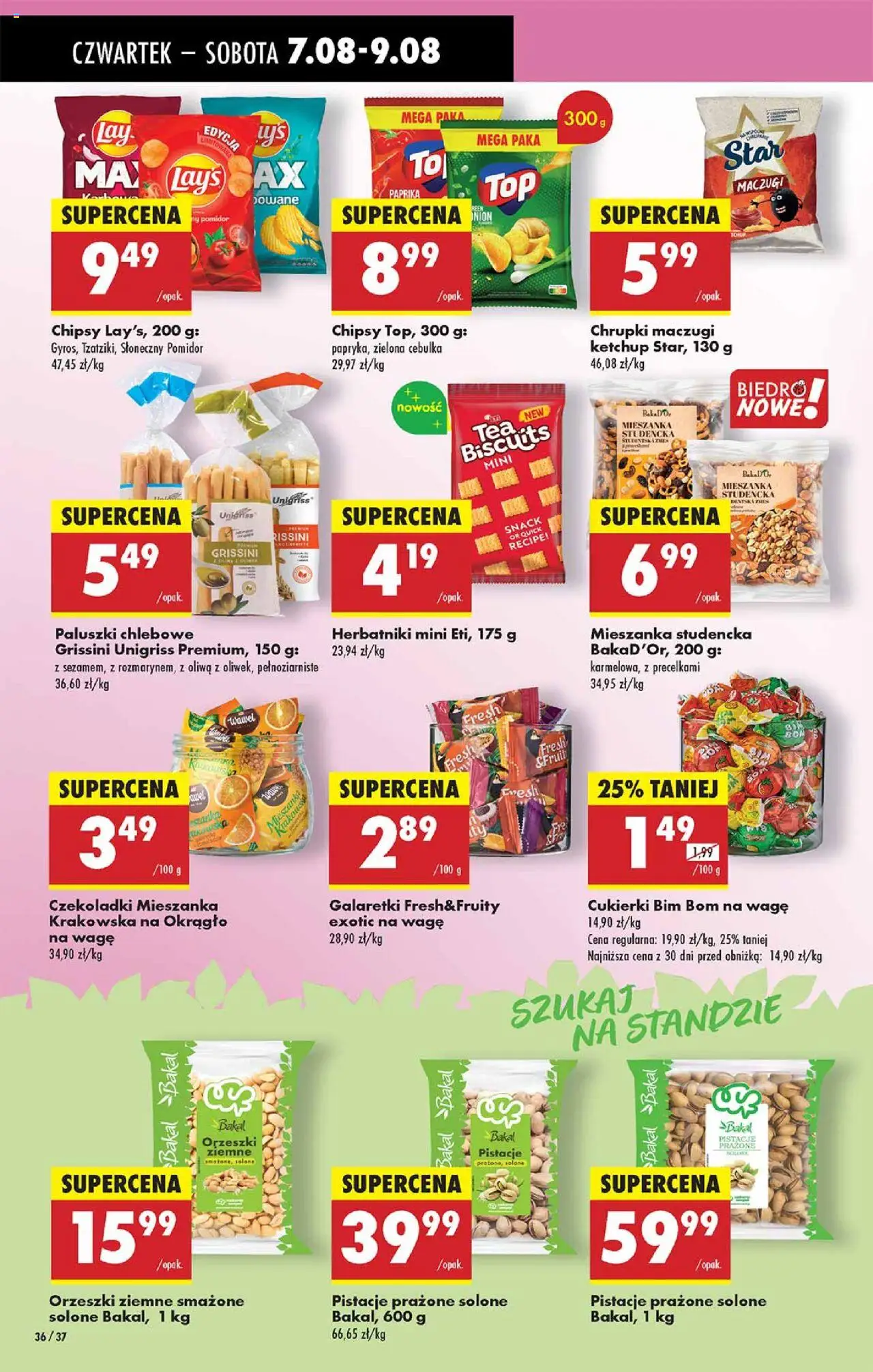 Biedronka gazetka - Oferta W tym tygodniu od 07.08.2025 | Strona: 36 | Produkty: Chipsy, Chrupki, Herbatniki, Cukierki