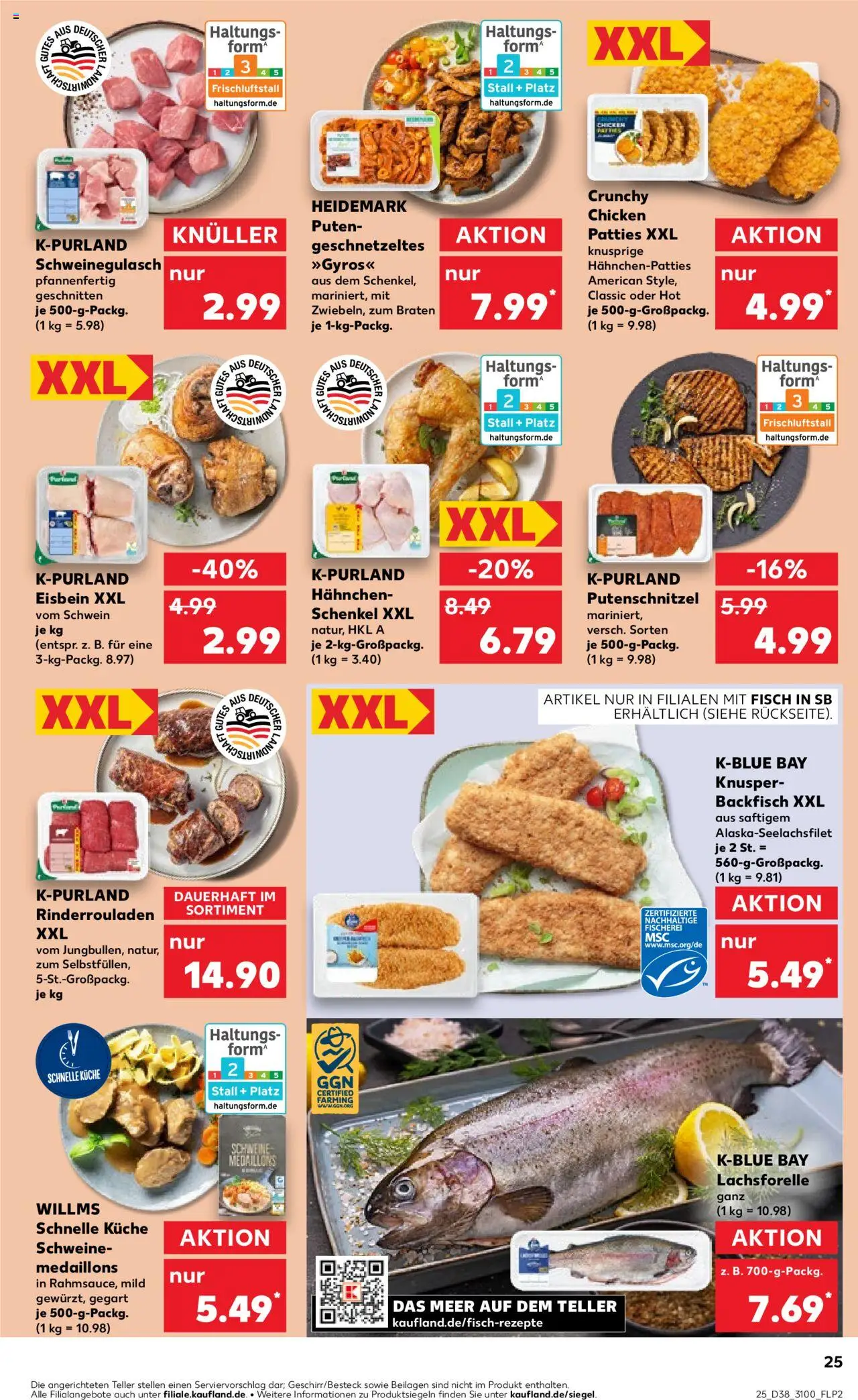 Kaufland prospekt Leipzig	 – gültig ab 18.09.2025 | Seite: 25 | Produkte: Rinderrouladen, Schweinegulasch, Hahnchen, Fisch