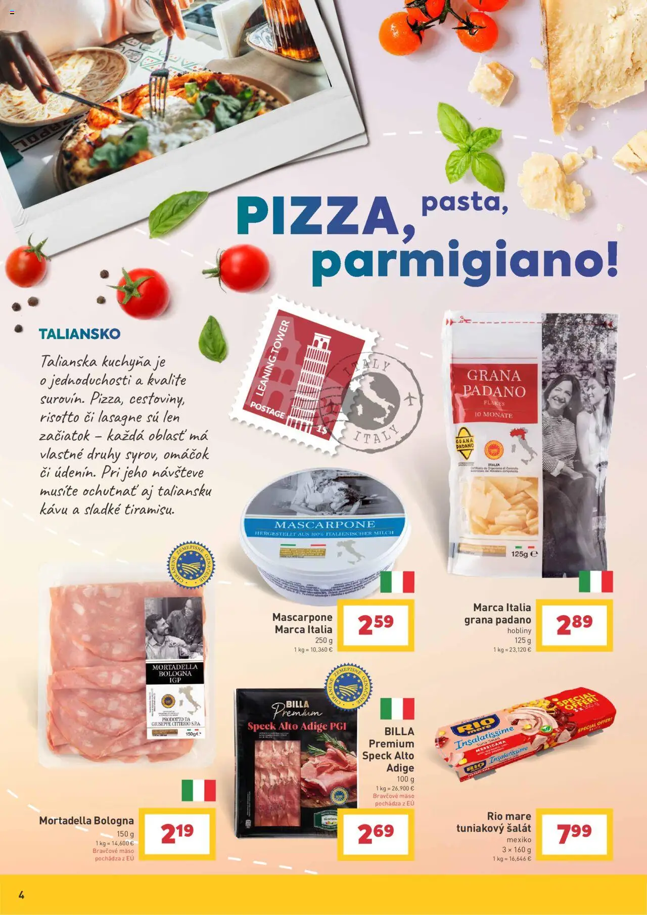 Billa spoznávajte svet a jeho chute │ platný od 30.07.2025 | Strana: 4 | Produkty: Kuchyňa, Bravčové mäso, Mascarpone, Lasagne