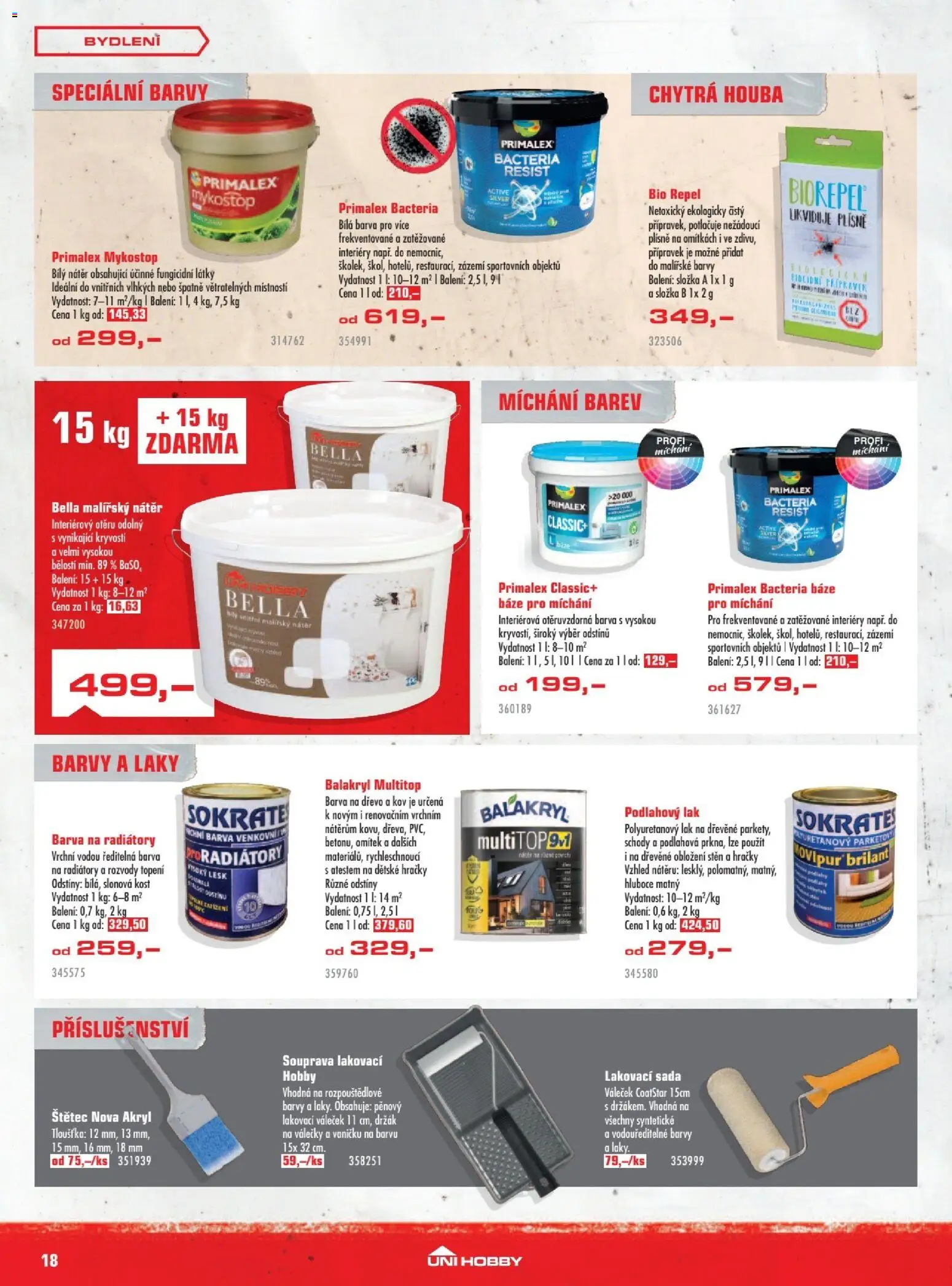 Uni Hobby leták od 08.01.2026 | Strana: 18 | Produkty: Primalex, Bio repel, Váleček, Barvy