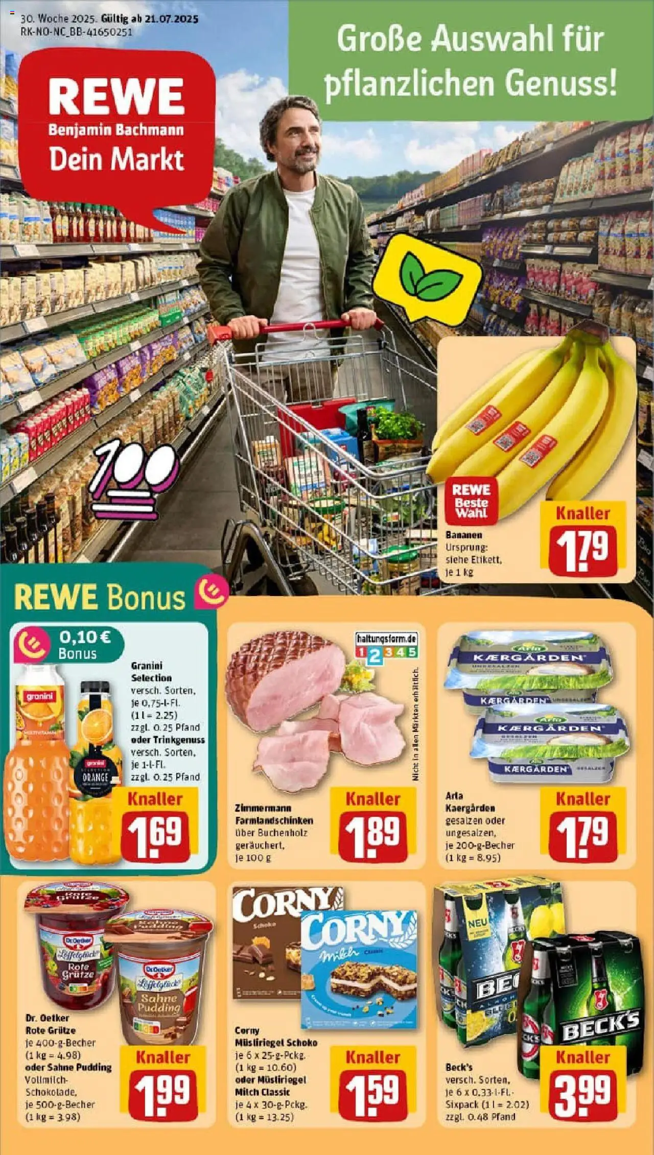 Rewe prospekt Lübeck	 - gültig ab dem 20.07.2025 | Seite: 1 | Produkte: Butter, Bananen, Pudding, Granini