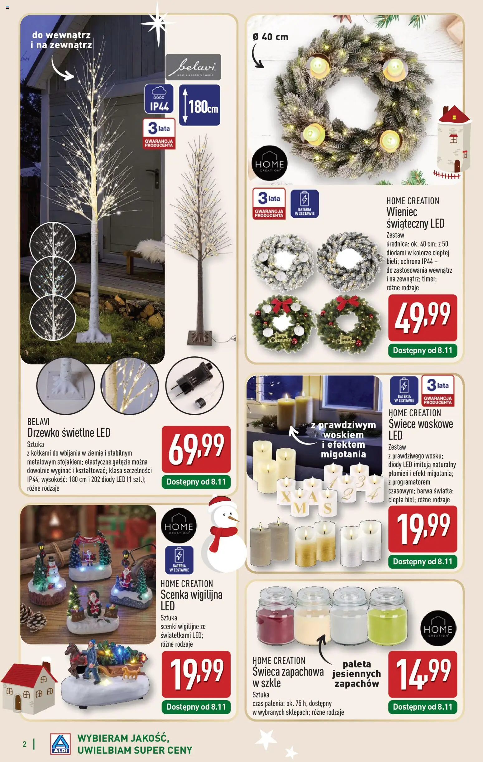 Aldi Gazetka - Katalog prezentowy od 03.11.2025 | Strona: 2 | Produkty: Wieniec, Bateria, Świece