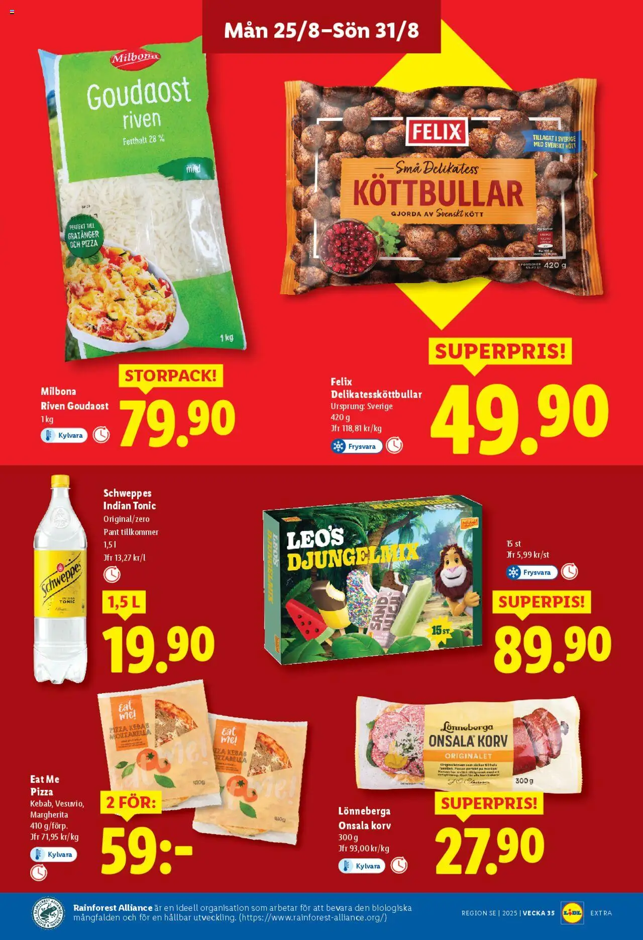 Lidl reklamblad aktuell från 25.08.2025 | Sida: 8 | Produkter: Köttbullar, Pizza