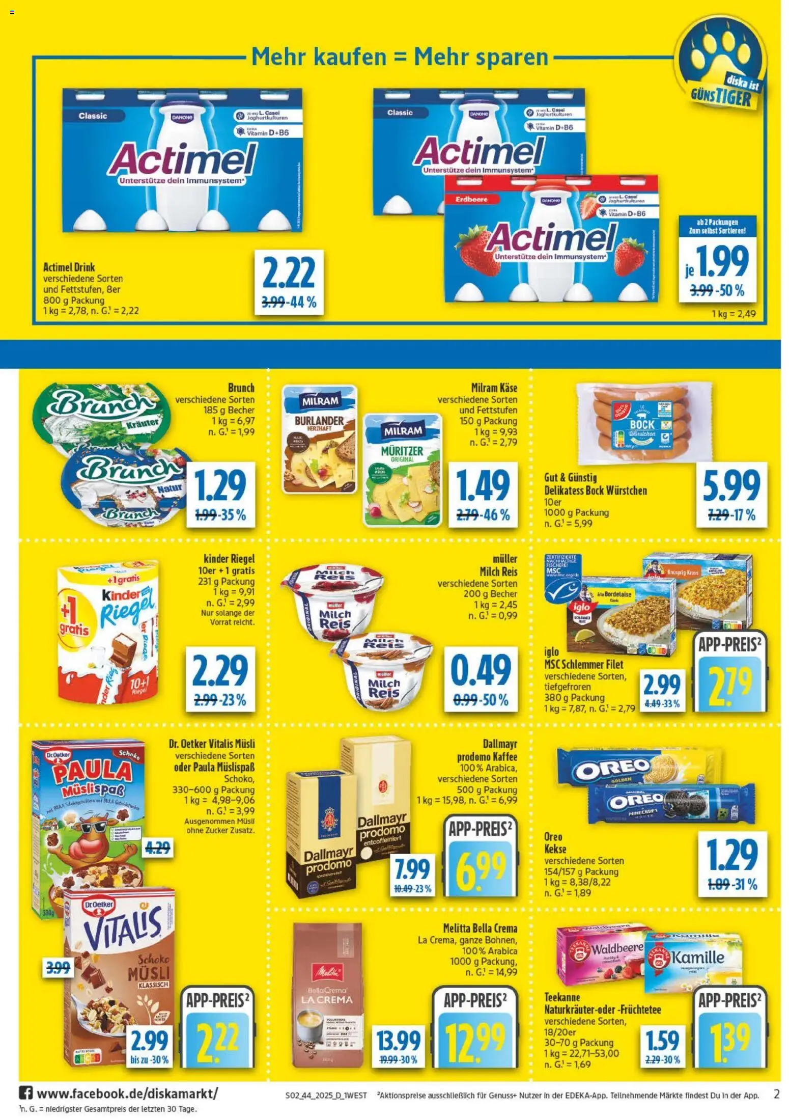 Diska - Diska Angebote Bayern KW44 – gültig ab 27.10.2025 | Seite: 2 | Produkte: Musli, Actimel, Iglo, Kekse
