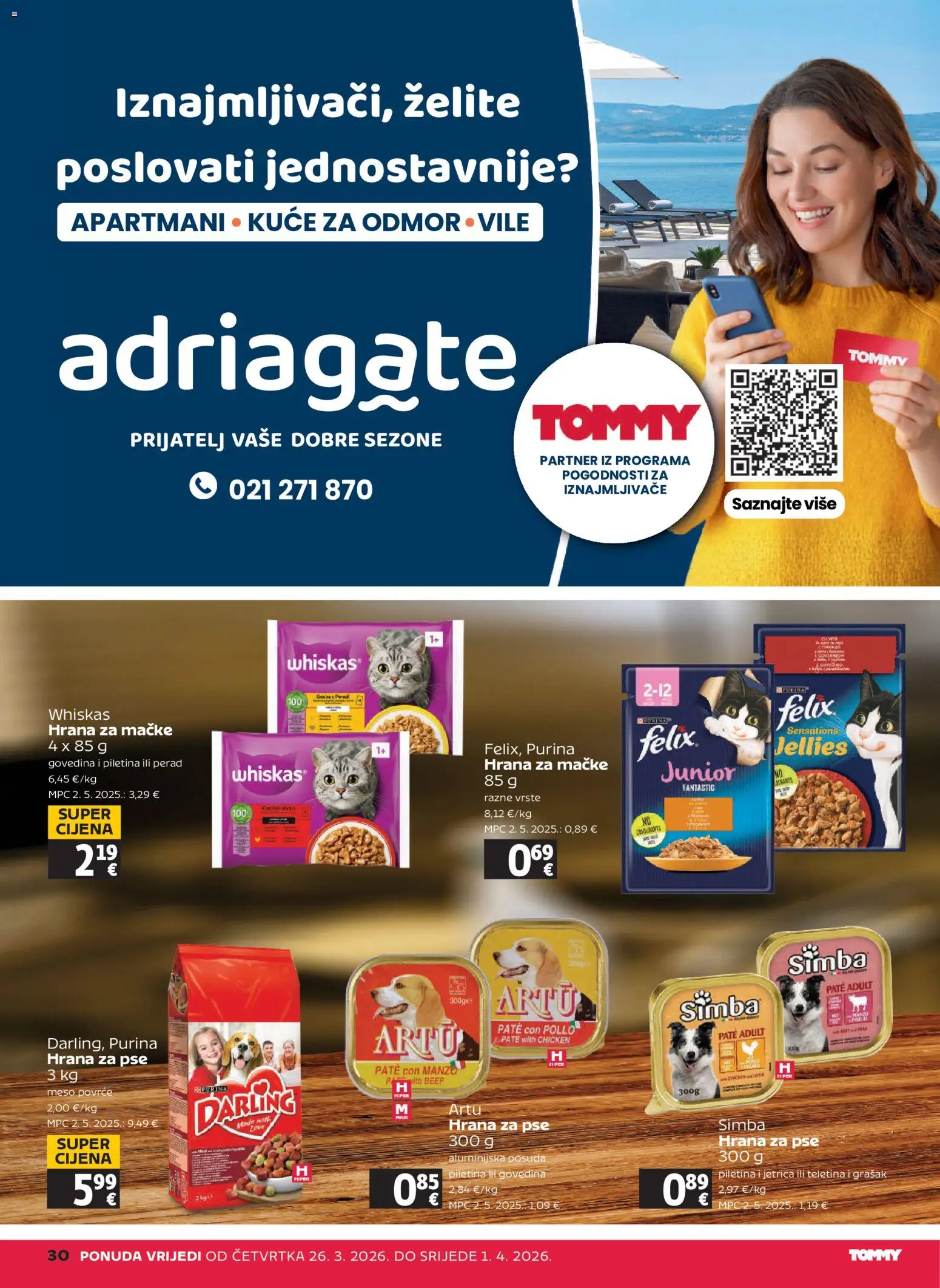 Tommy katalog | vrijedi od 26.03.2026 | Stranica: 30 | Proizvodi: Whiskas, Teletina, Povrće, Hrana za mačke