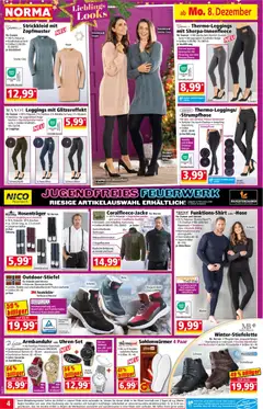 Norma Prospekt 	 ab 08.12.2025 gültig | Seite: 4 | Produkte: Jacke, Leggings, Strumpfhose, Uhr