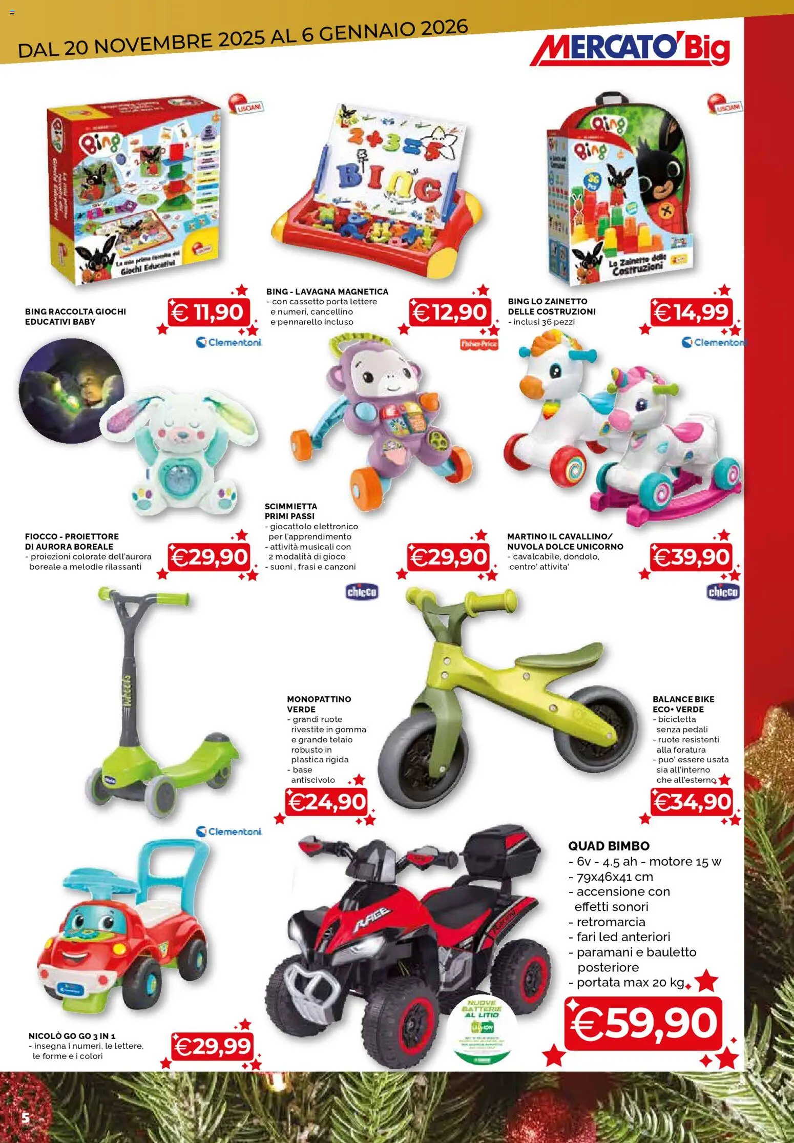 Volantino Mercatò del 20.11.2025 | Pagina: 5 | Prodotti: Bicicletta, Monopattino, Gioco, Batterie