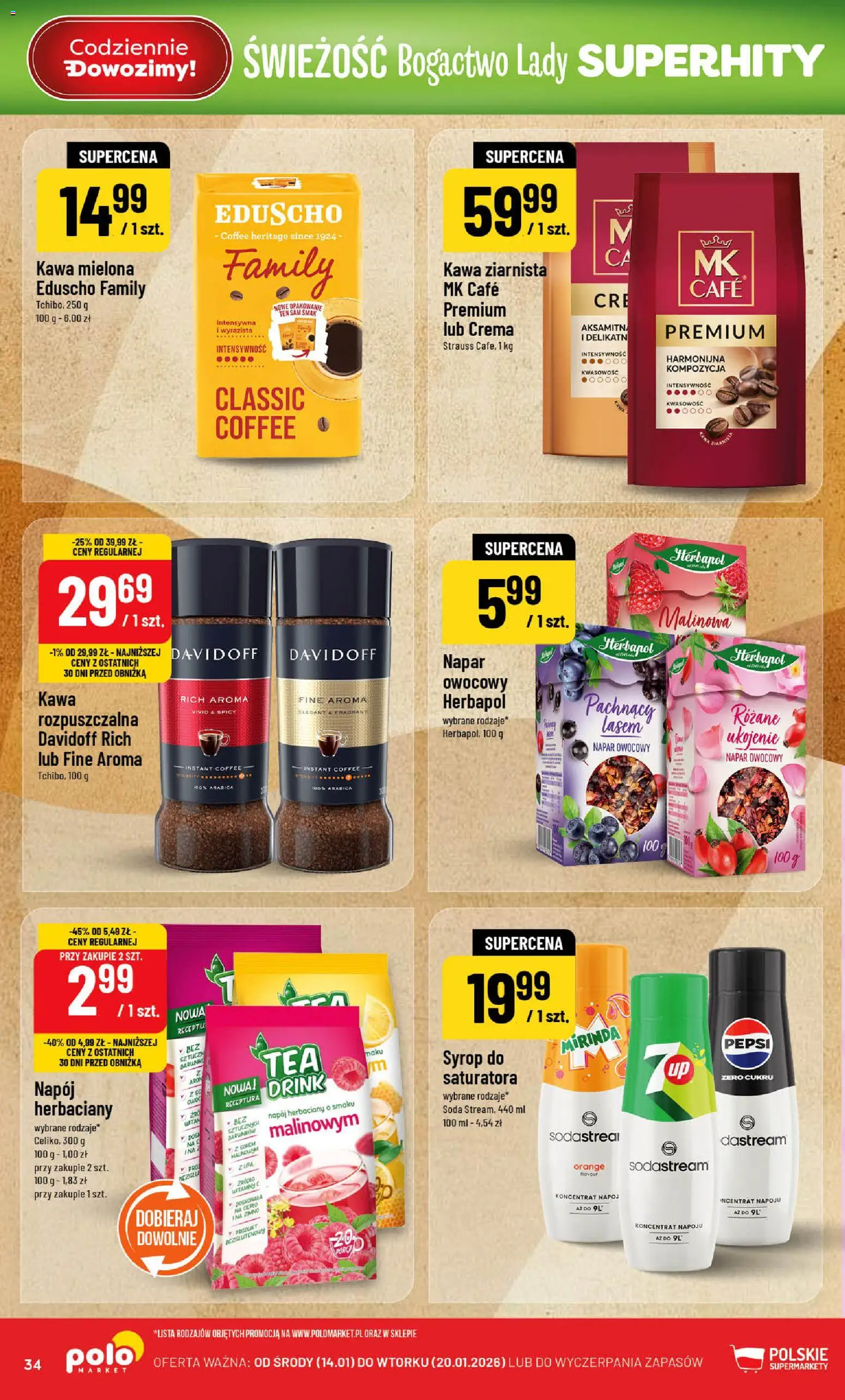 POLOmarket Gazetka od 14.01.2026 | Strona: 34 | Produkty: Syrop, Pepsi, Zupa, Sodastream