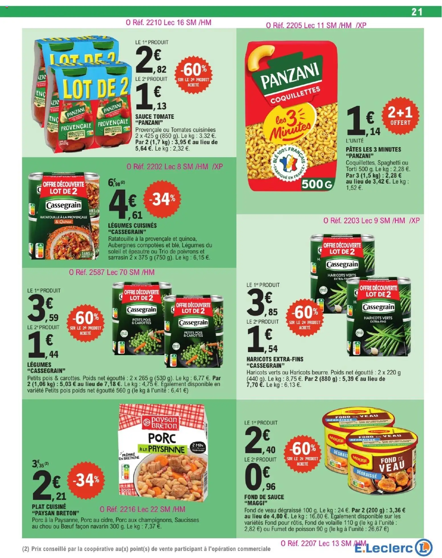 {H1} | Page: 21 | Produits: Carottes, Tomates, Coquillettes, Pâtes