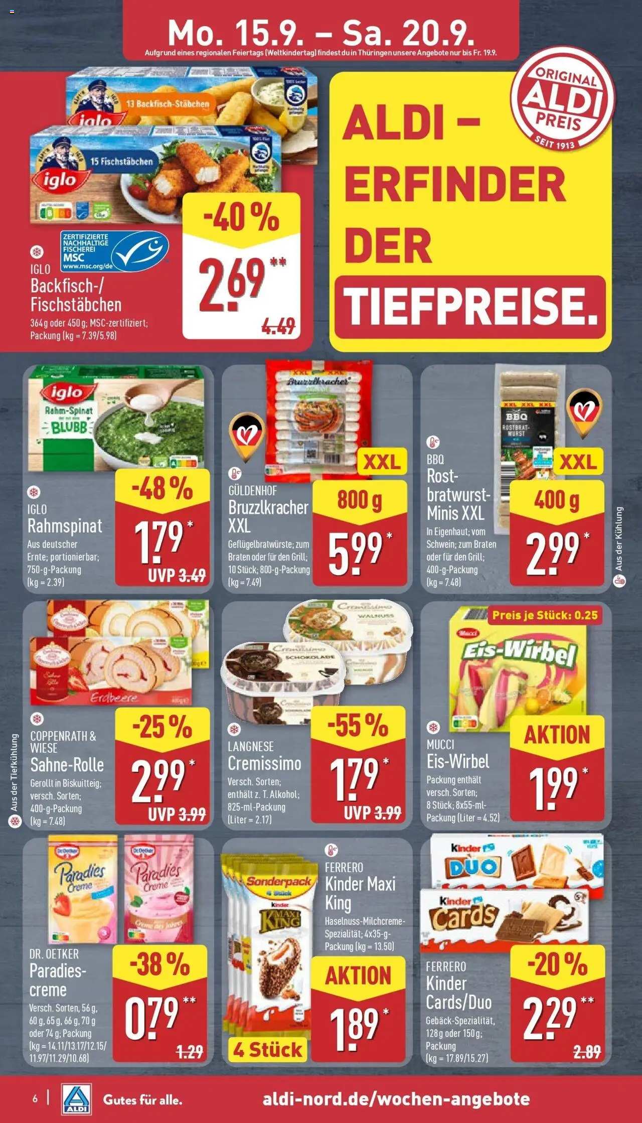 Aldi - ALDI Nord: Wochenangebote – gültig ab 14.09.2025 | Seite: 6 | Produkte: Cremissimo, Bratwurst, Creme, Wurst