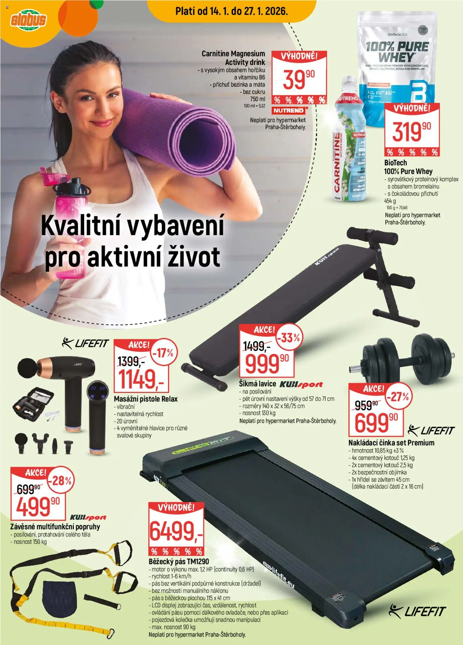 Globus leták od 14.01.2026 | Strana: 15 | Produkty: Globus, Běžecký pás, Protein drink, Protein