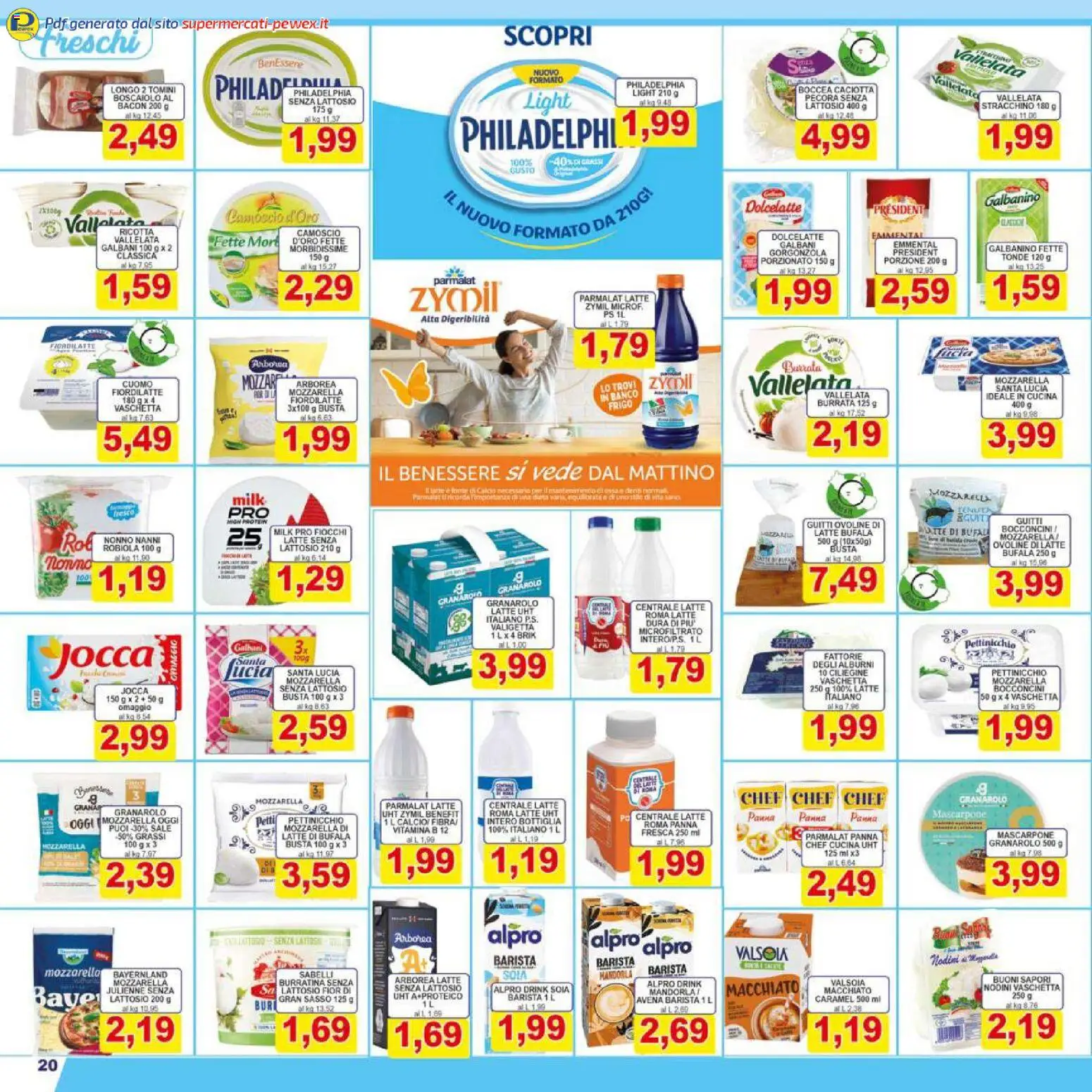 Volantino Pewex del 16.01.2026 | Pagina: 20 | Prodotti: Sale, Latte, Gorgonzola, Bottiglia