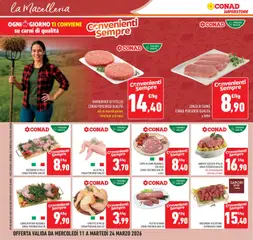 Anteprima del volantino HAMBURGER DI VITELLO, CONAD PERCORSO QUALITÀ età di macellazione inferiore a 8 mesi valido a partire dal 11.03.2026 | Pagina: 14 | Prodotti: Arrosto, Pollo, Vitello, Hamburger