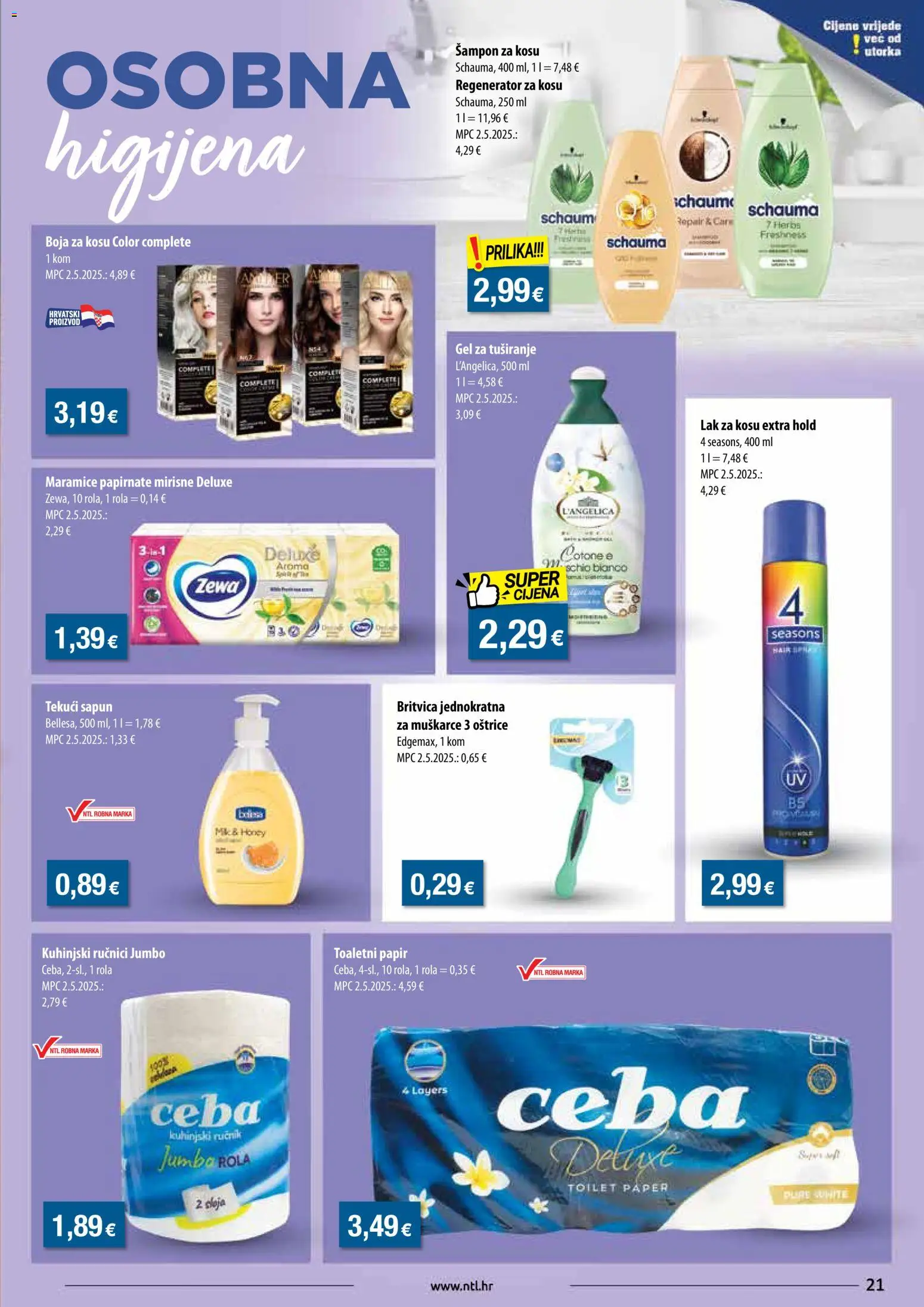 NTL katalog | vrijedi od 22.10.2025 | Stranica: 21 | Proizvodi: Šampon, Regenerator, Lak za kosu, L'Angelica