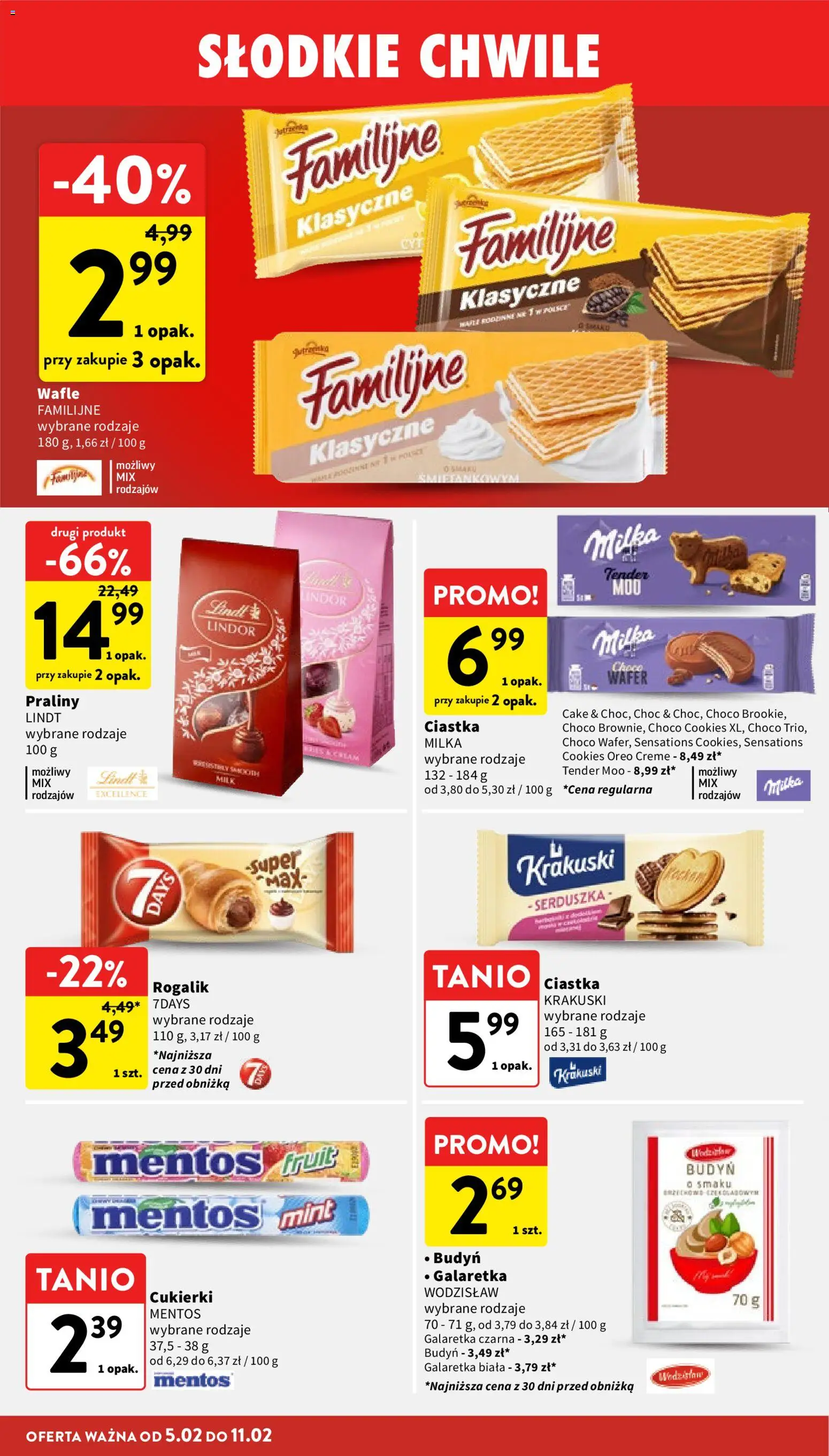 Intermarche Gazetka od 05.02.2026 | Strona: 28 | Produkty: Galaretka, Wafle, Praliny, Cukierki