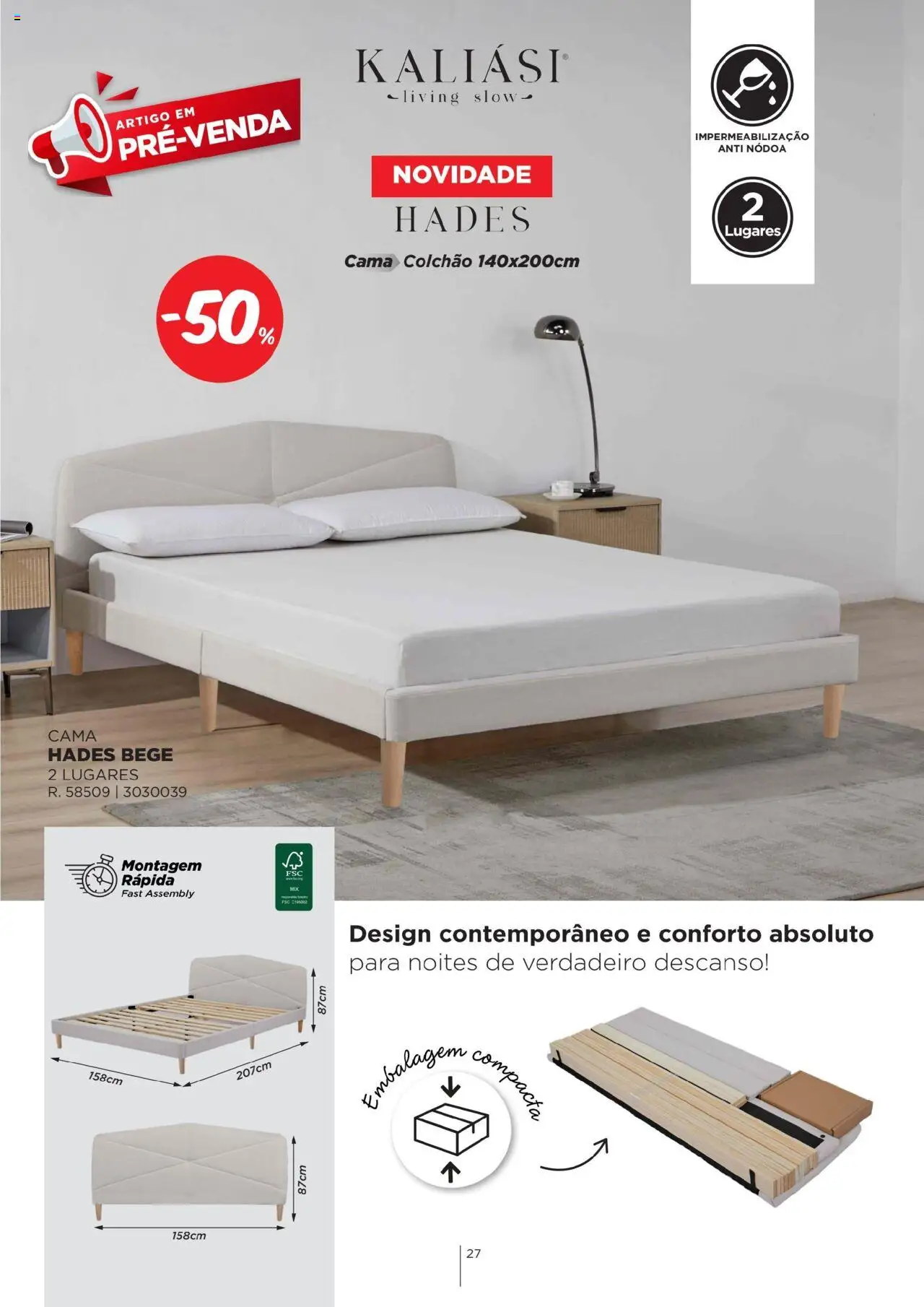 Espaço Casa - Catálogo Kaliási - Sofás Camas │ válido de 21.07.2025 | Página: 27 | Produtos: Cama, Colchão