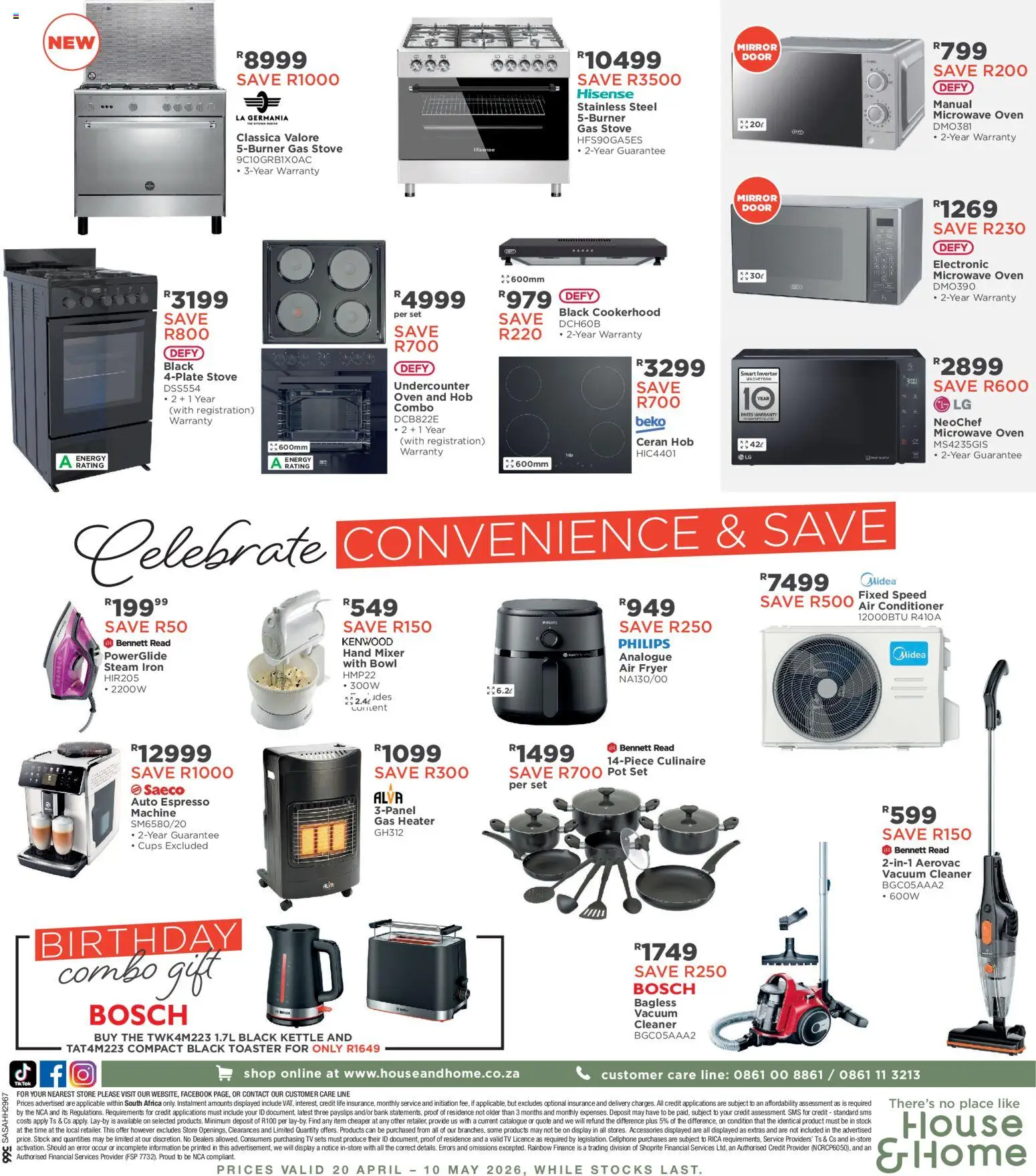 New House and Home catalogue – valid from 20.04.2026 | Page: 8 | Products: Hob, Stove, Bowl, Vacuum cleaner