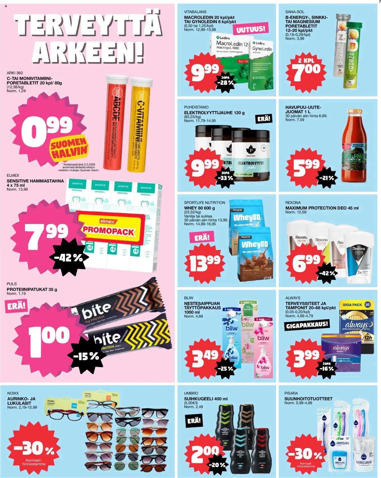 Tokmanni tarjoukset – voimassa 16.03.2026 alkaen | Sivu: 7 | Tuotteet: Suihkugeeli, Hammastahna, Hammaslanka