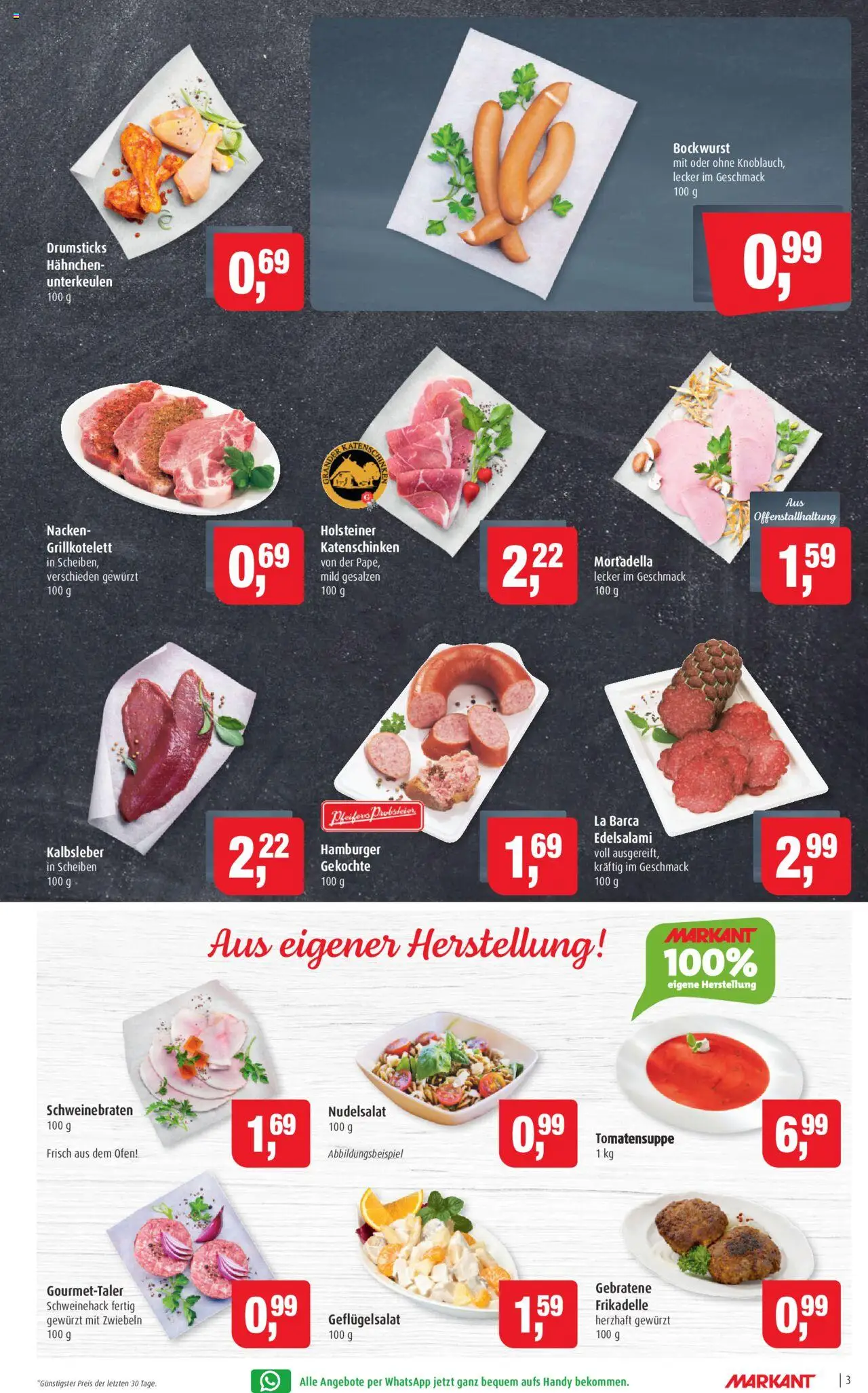 Markant Prospekt 	 - gültig ab dem 11.08.2025 | Seite: 3 | Produkte: Bockwurst, Hahnchen, Kalbsleber, Zwiebeln