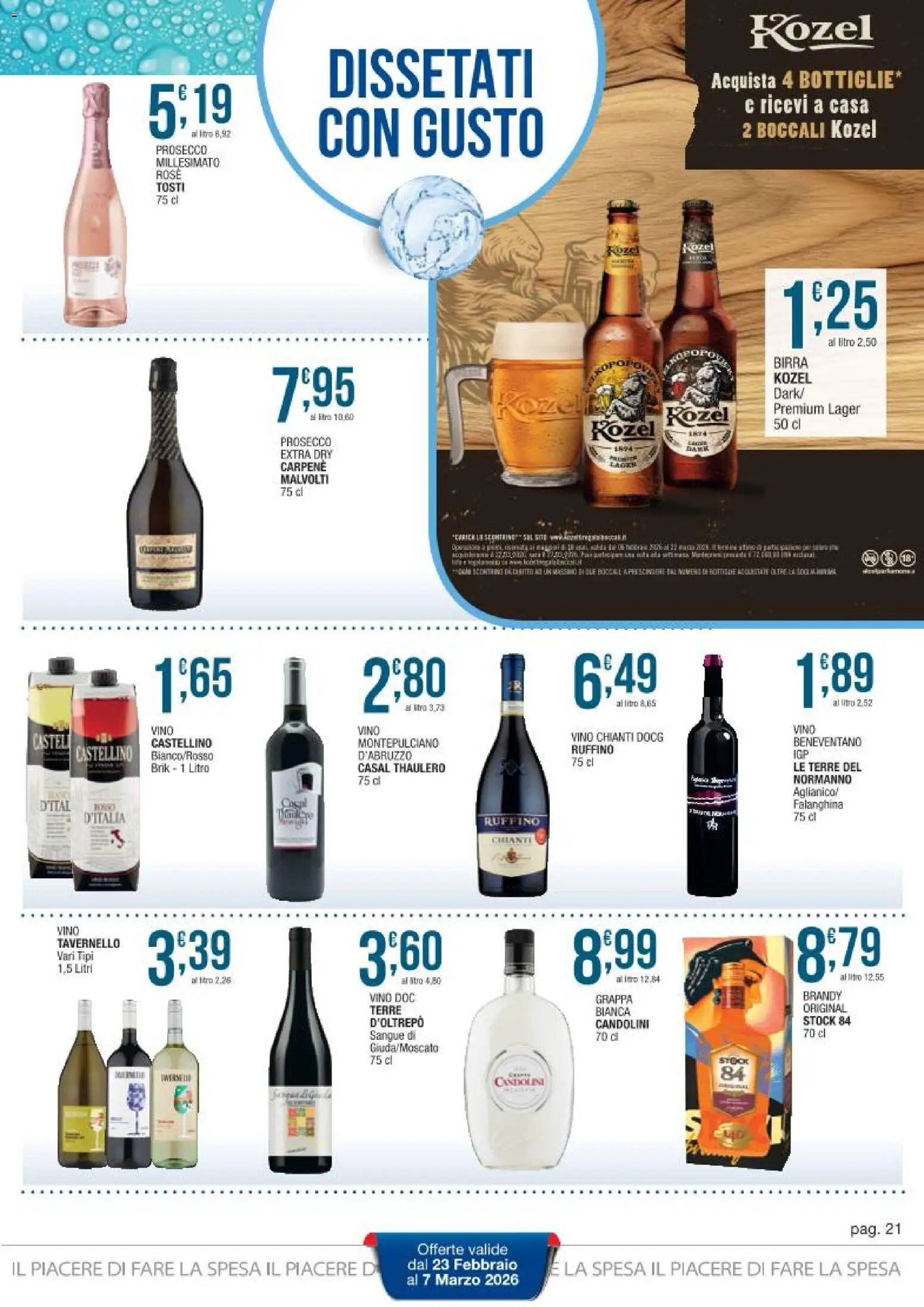 Volantino Sidis del 23.02.2026 | Pagina: 21 | Prodotti: Birra, Vino, Grappa, Brandy