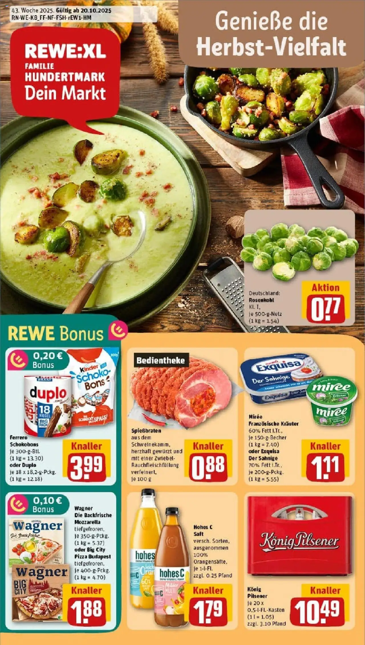 Rewe prospekt Polch	 – gültig ab 19.10.2025 | Seite: 1 | Produkte: Konig pilsener, Exquisa, Hohes c, Pizza