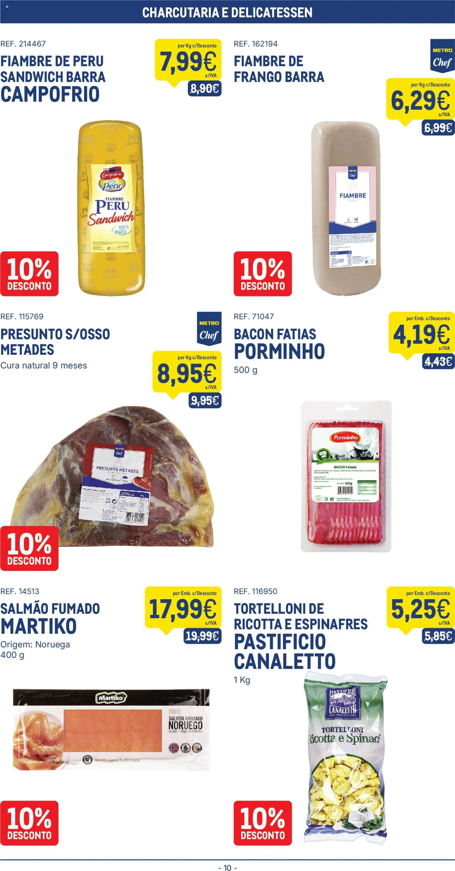 Makro folheto │ válido de 07.04.2026 | Página: 10 | Produtos: Espinafres, Bacon, Frango, Peru