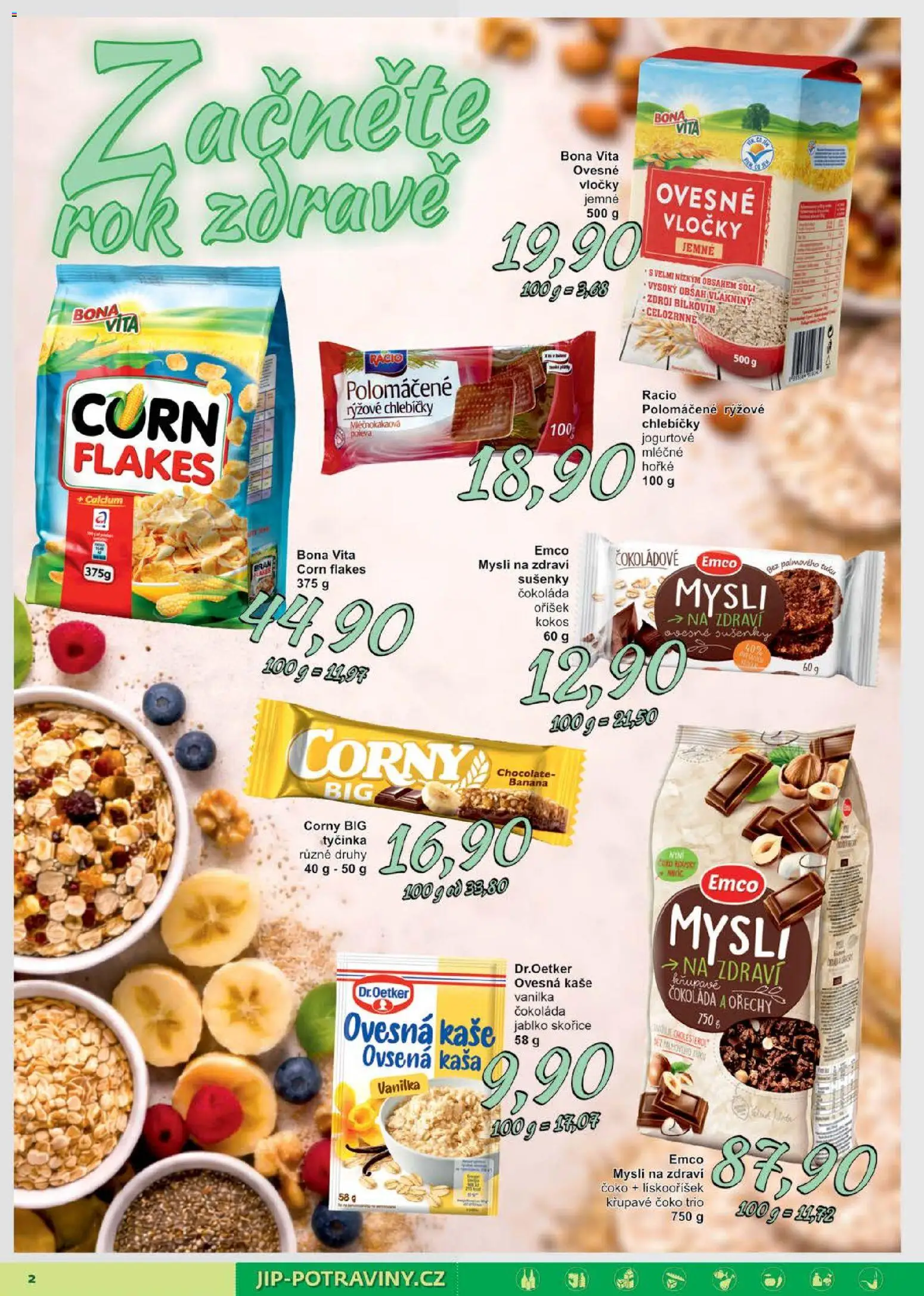 Jip leták od 14.01.2026 | Strana: 2 | Produkty: Čokoláda, Vločky, Ovesná kaše, Sušenky