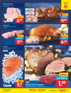 Netto Marken-Discount Prospekt 	 ab 22.12.2025 gültig | Seite: 13 | Produkte: Hahnchenschenkel, Schweinefilet, Wurst, Fleisch