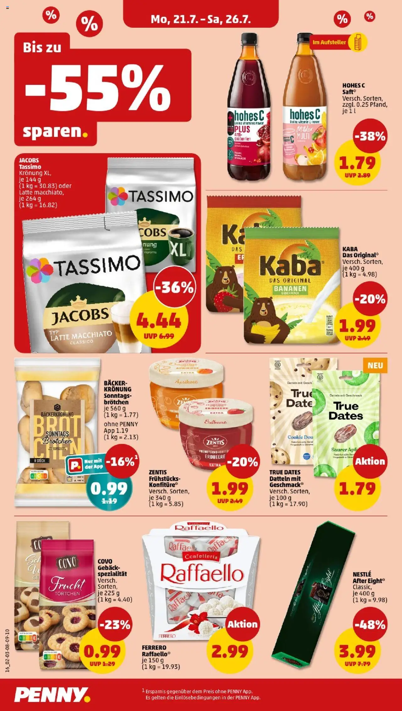 Penny Nordrhein - Westfalen - gültig ab dem 21.07.2025 | Seite: 16 | Produkte: Raffaello, Hohes c, Saft, Tassimo