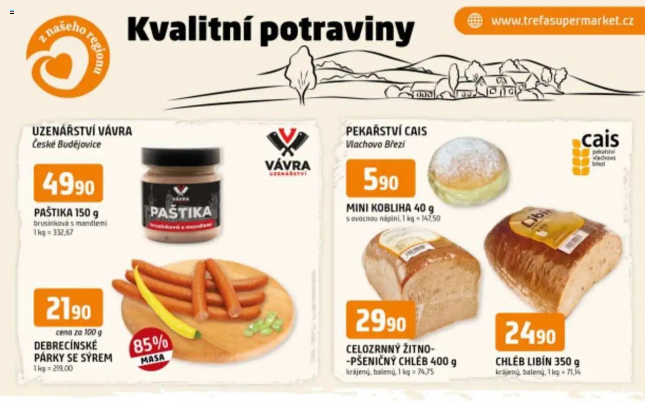 Trefa leták - Kvalitní potraviny z našeho regionu od 10.09.2025 | Strana: 2 | Produkty: Chléb, Párky, Potraviny, Paštika