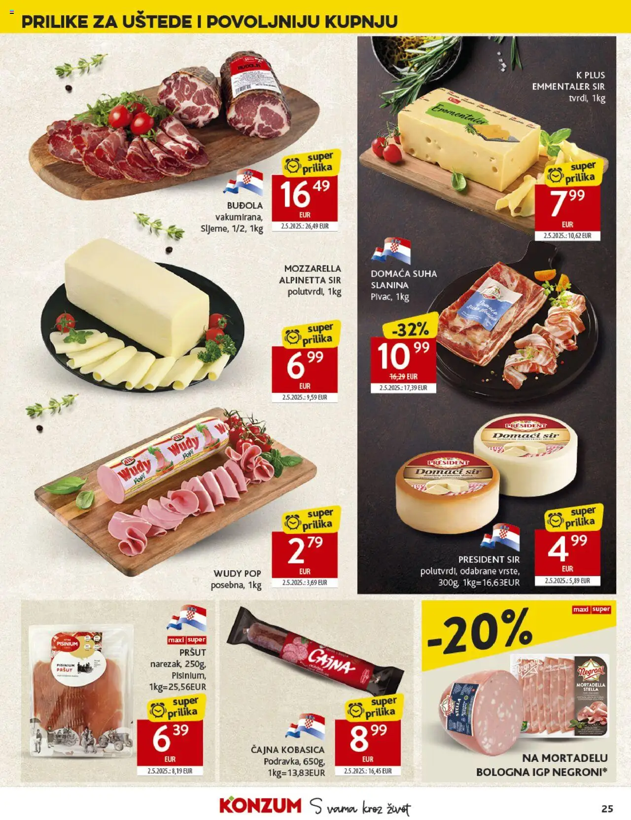 Konzum katalog | vrijedi od 15.10.2025 | Stranica: 25 | Proizvodi: Mozzarella, Pršut, Buđola, Kobasica