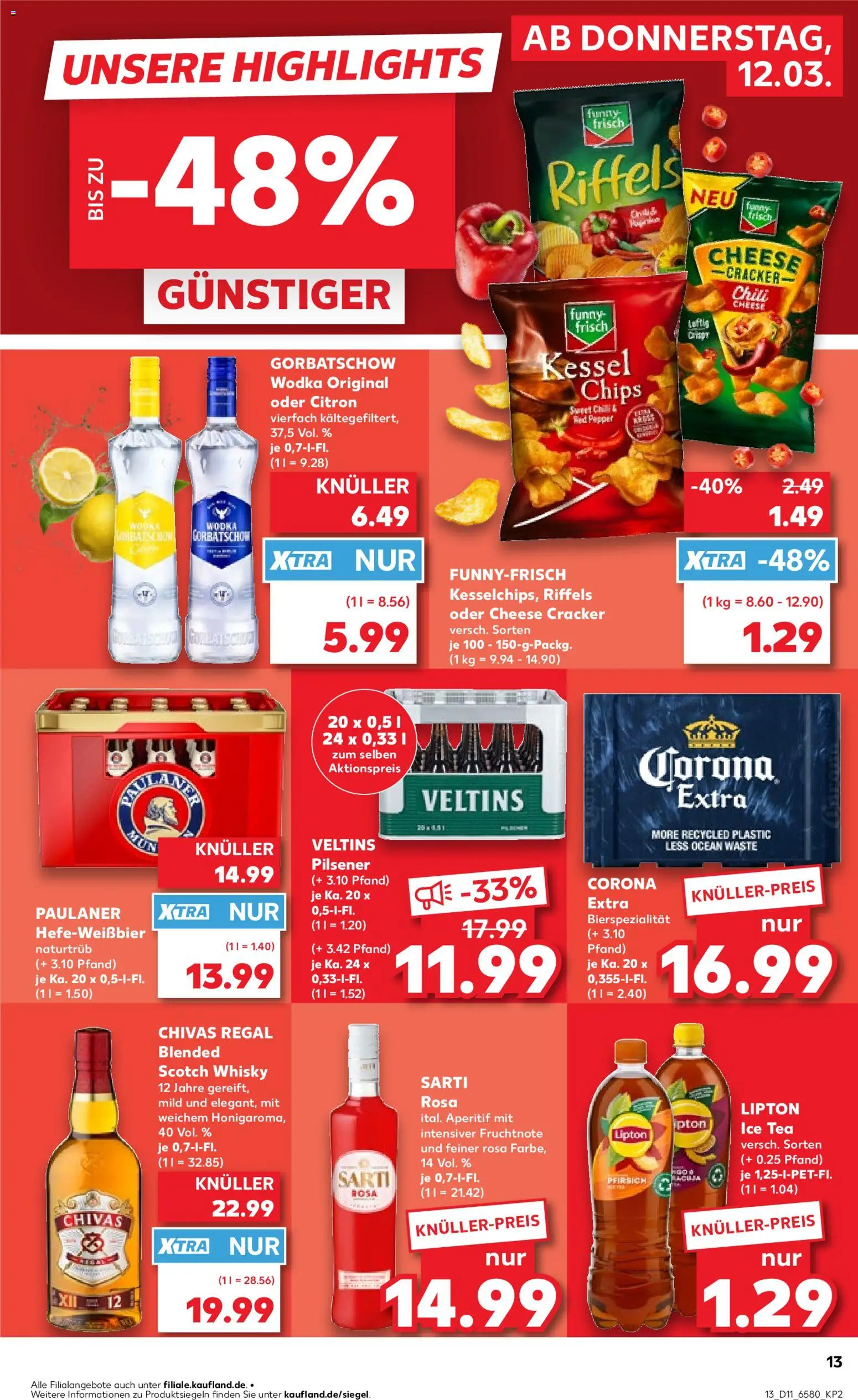 Kaufland Prospekt Hamburg	 – gültig ab 12.03.2026 | Seite: 13 | Produkte: Whisky, Funny frisch, Chili, Paulaner