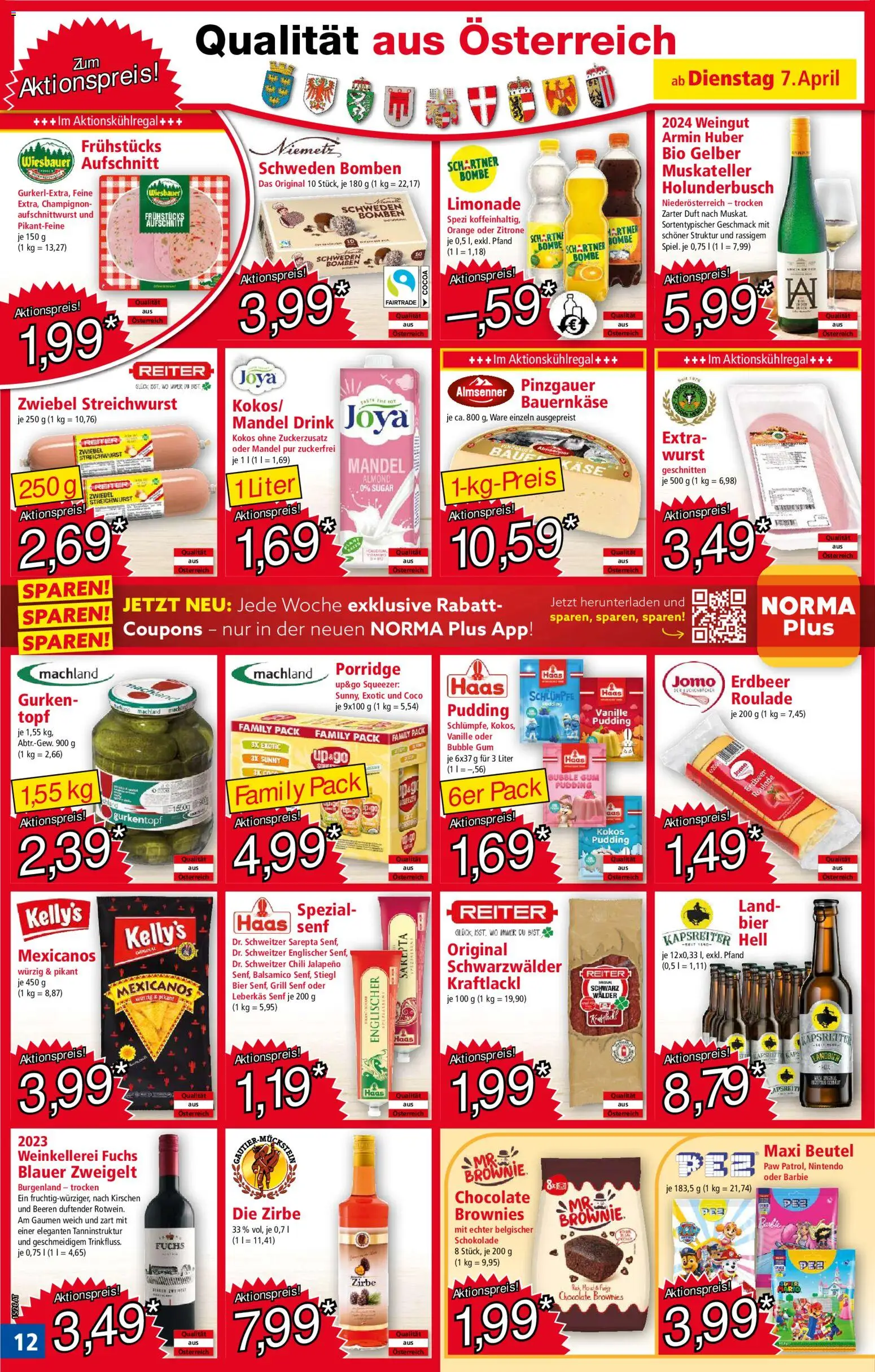 Norma Flugblatt gültig ab 07.04.2026 | Seite: 12 | Produkte: Wurst, Grill, Schokolade, Bier
